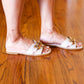 Cream Chain Detail Notched Slide Sandals