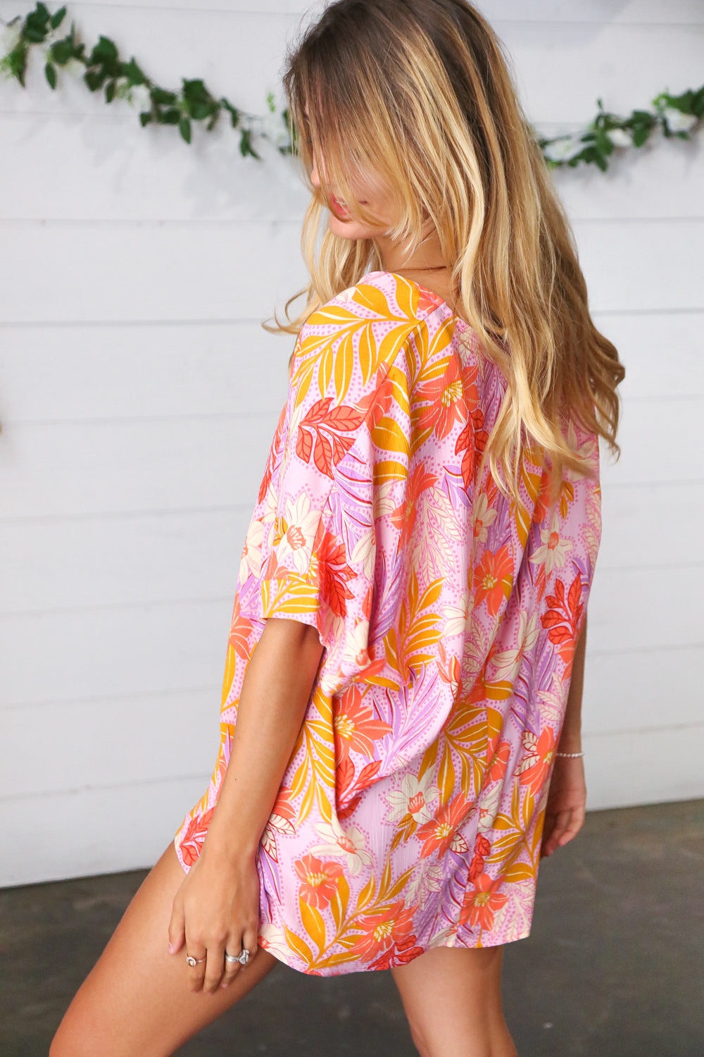 Lilac Tropical Floral Print Woven Top