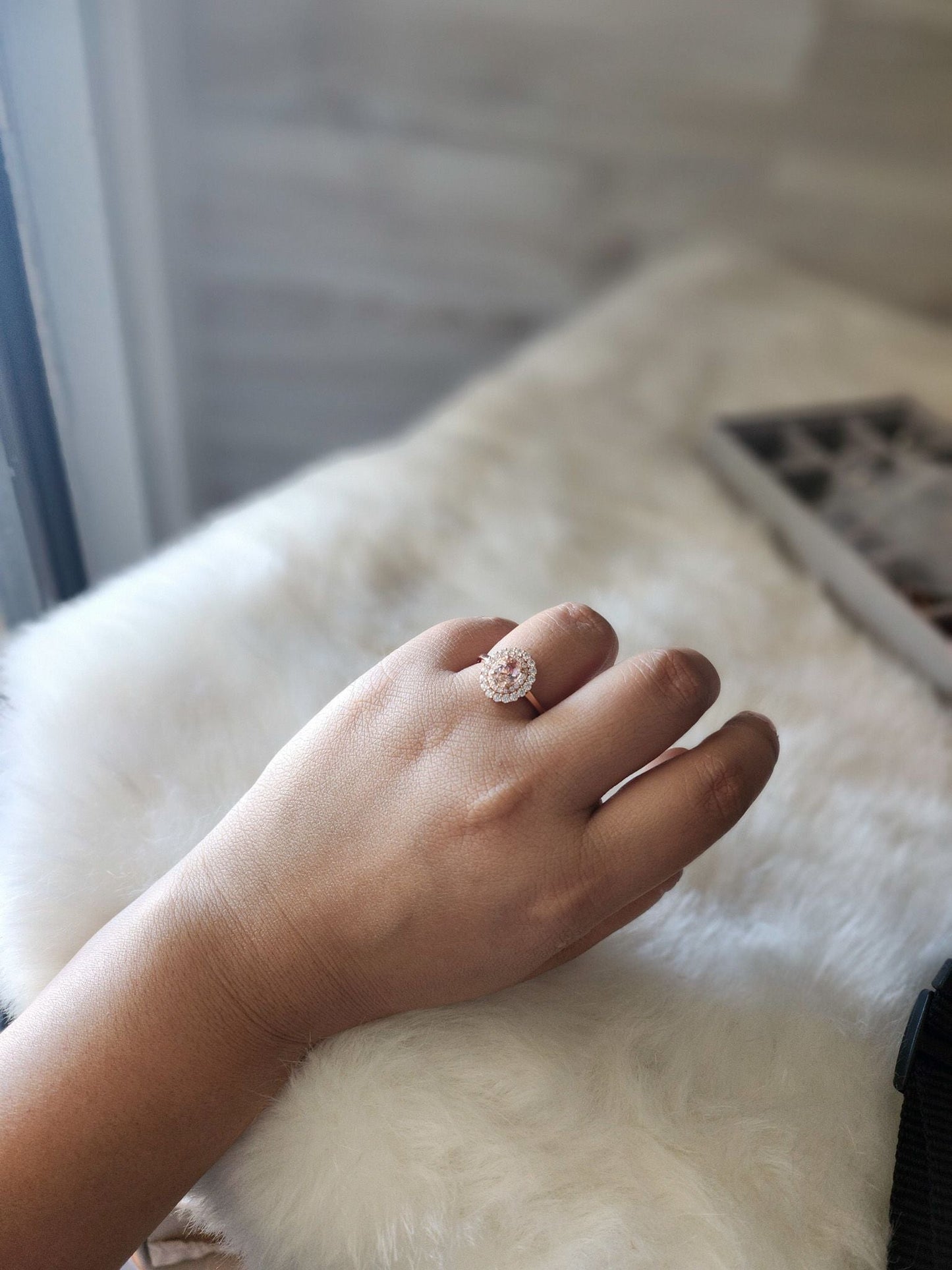 Louise Champagne Morganite Rose Gold Ring