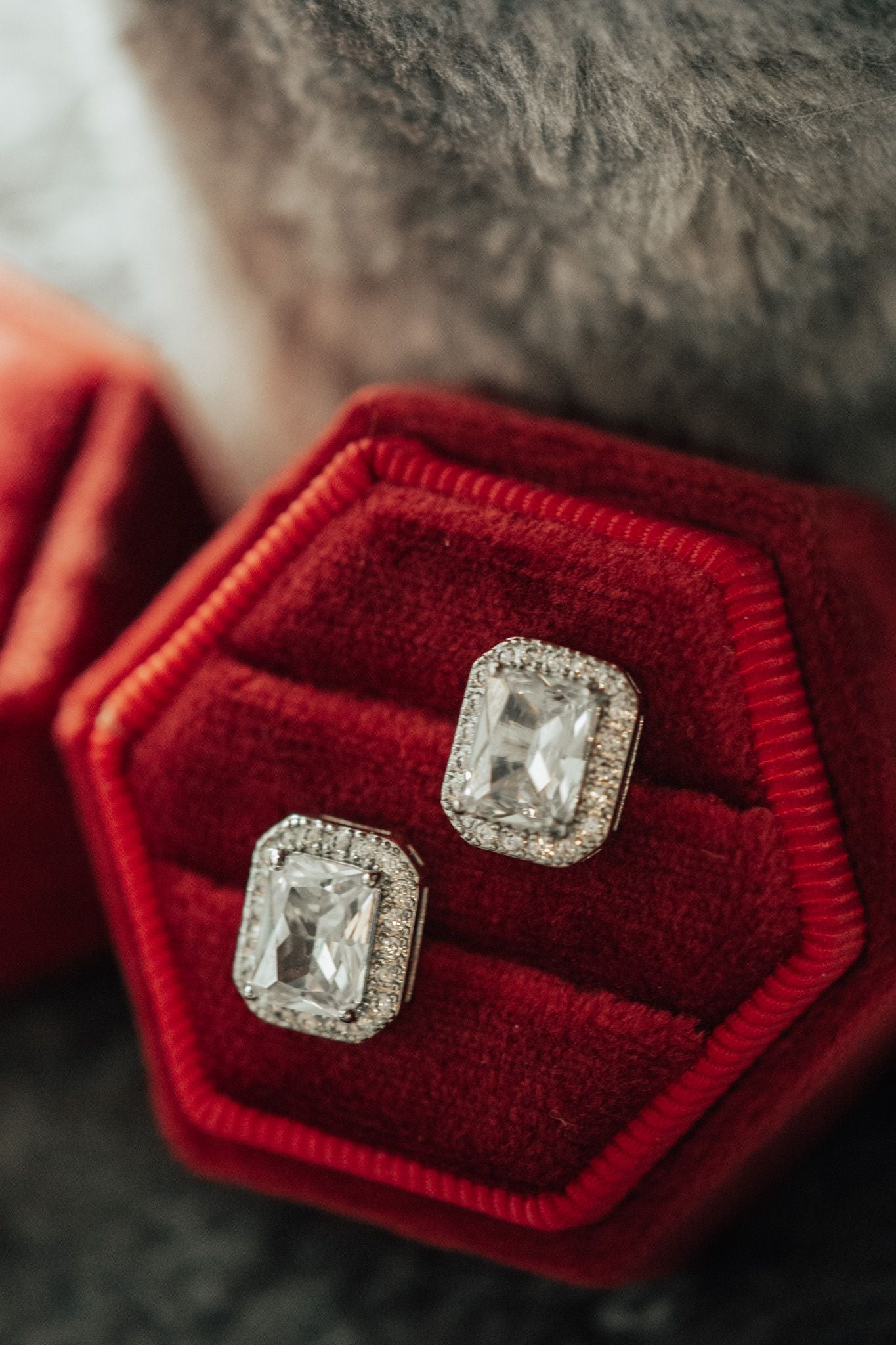 Foolish Heart Emerald Cut Cubic Zirconia Stud Earrings