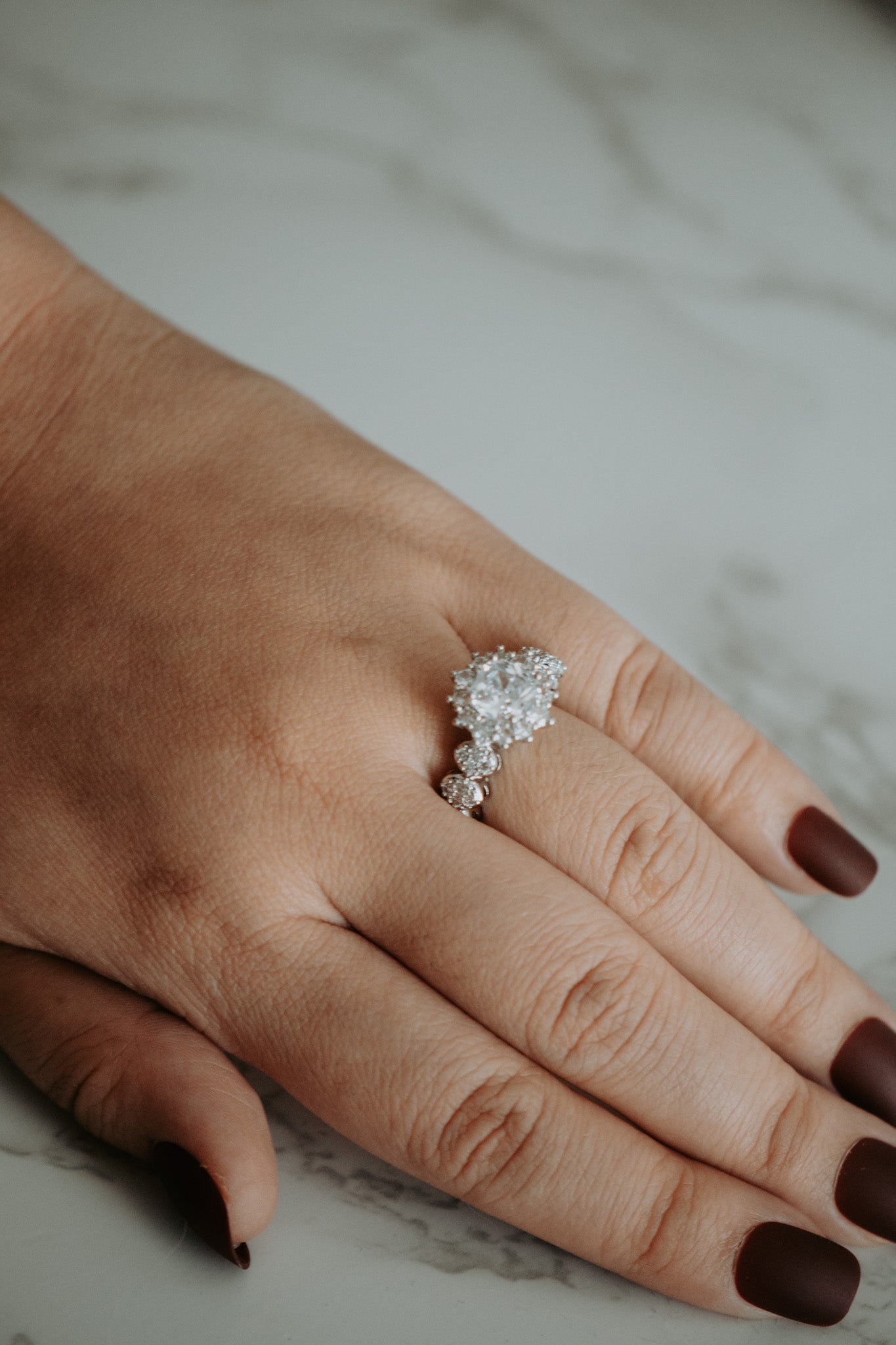 Grace Faux Moissanite Cubic Zirconia Sterling Silver Ring