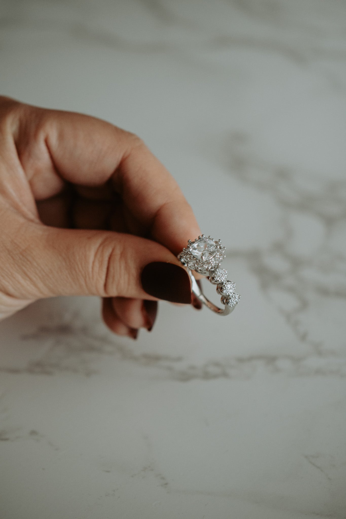 Grace Faux Moissanite Cubic Zirconia Sterling Silver Ring