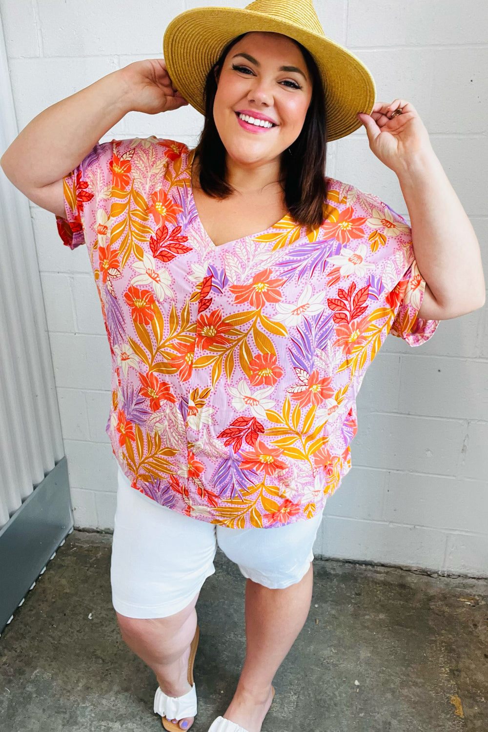 Lilac Tropical Floral Print Woven Top