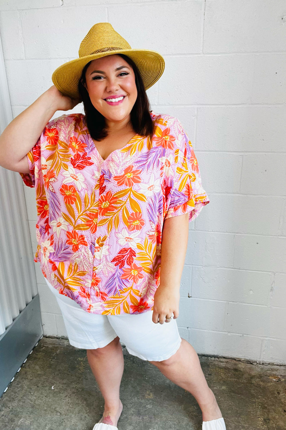 Lilac Tropical Floral Print Woven Top