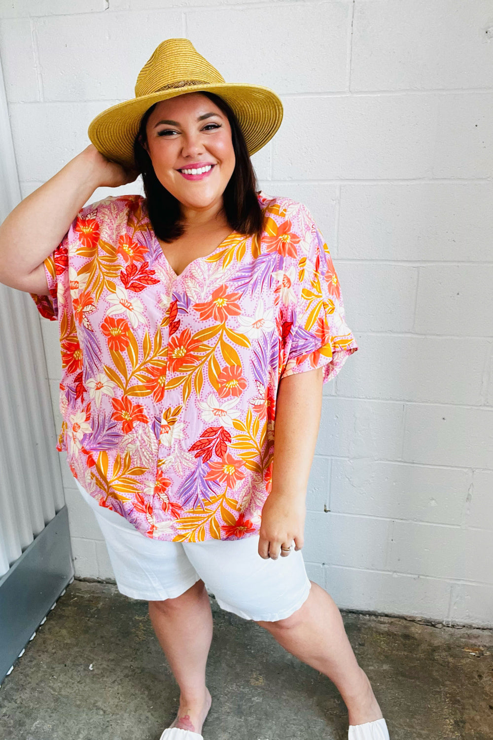 Lilac Tropical Floral Print Woven Top