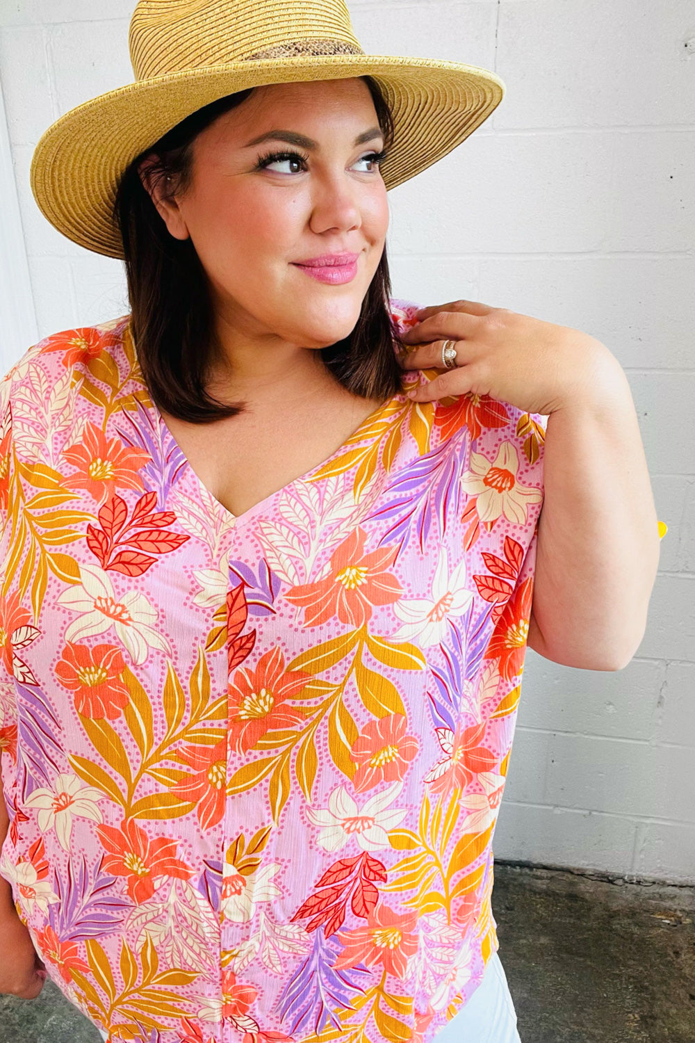 Lilac Tropical Floral Print Woven Top