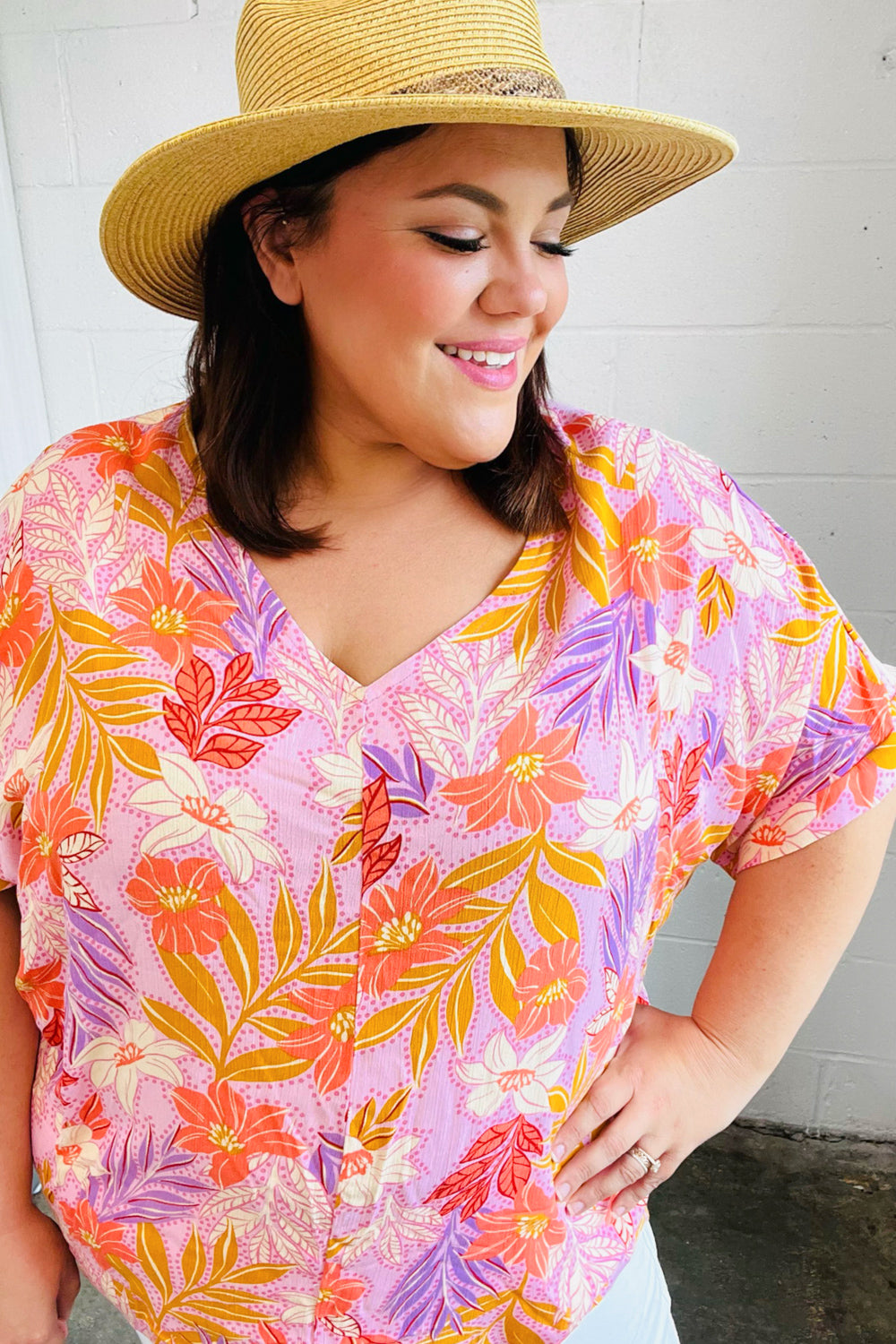 Lilac Tropical Floral Print Woven Top