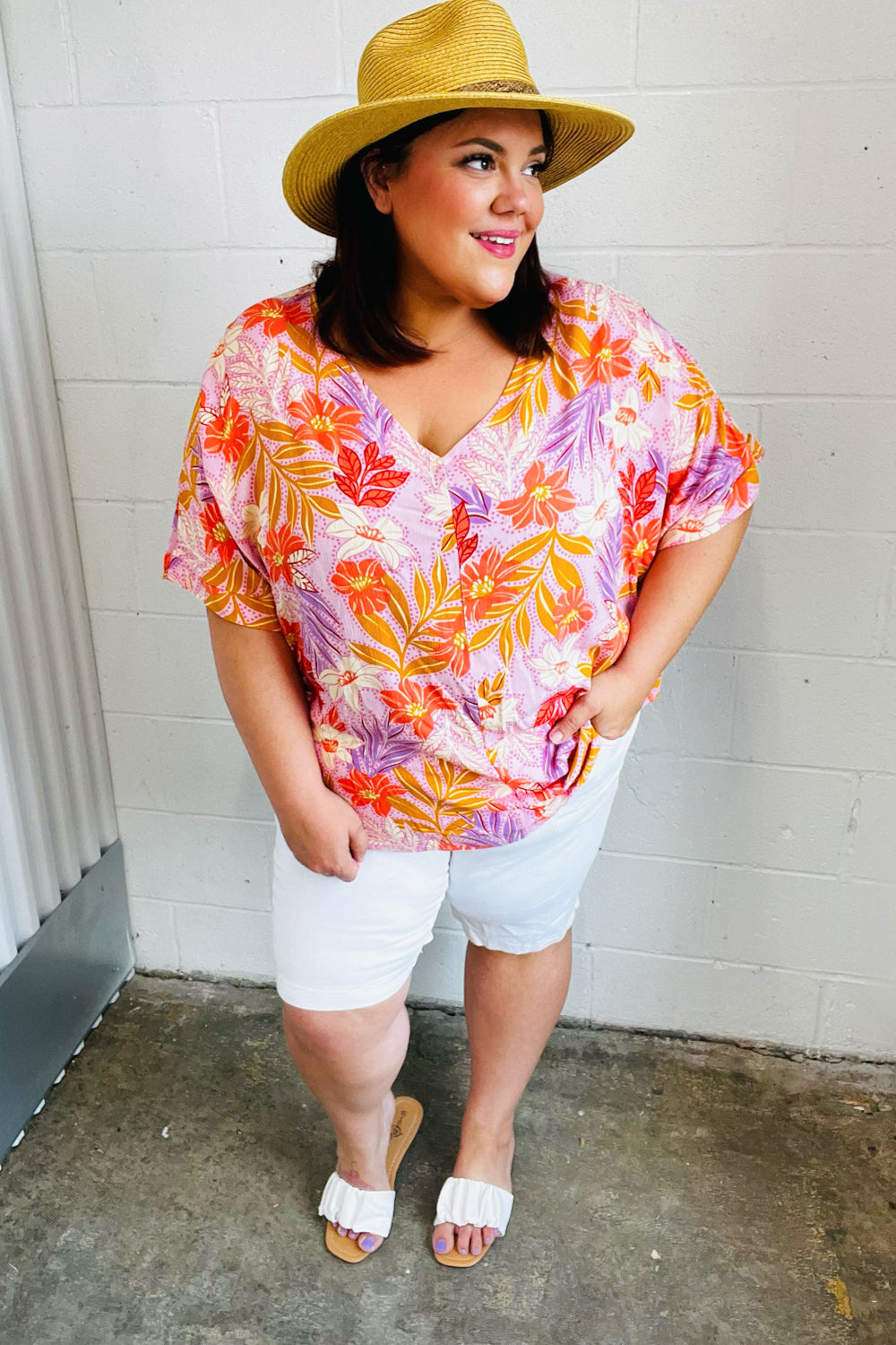Lilac Tropical Floral Print Woven Top