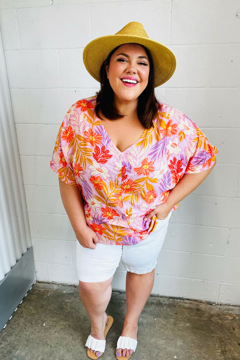 Lilac Tropical Floral Print Woven Top