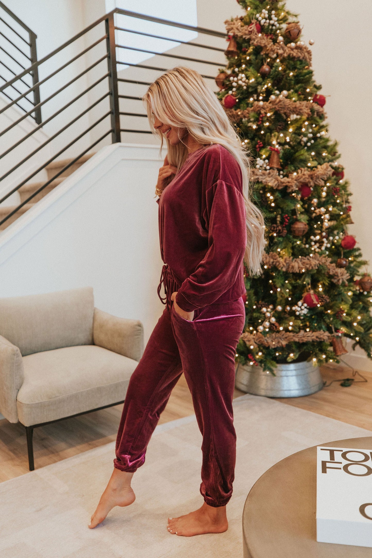 Cozy And Content Velvet Jogger Set