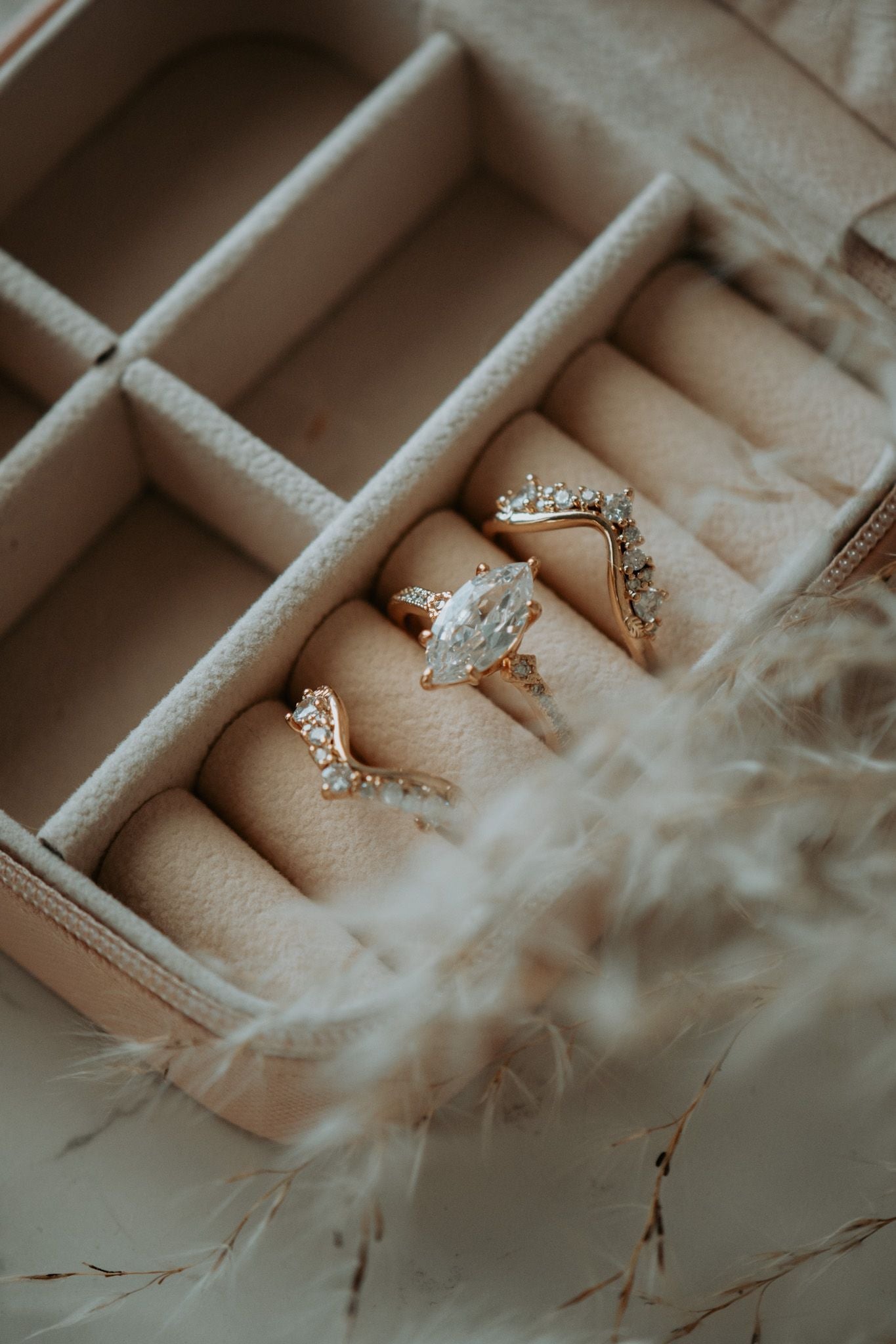 Janece 3PC Champagne Gold Ring Set