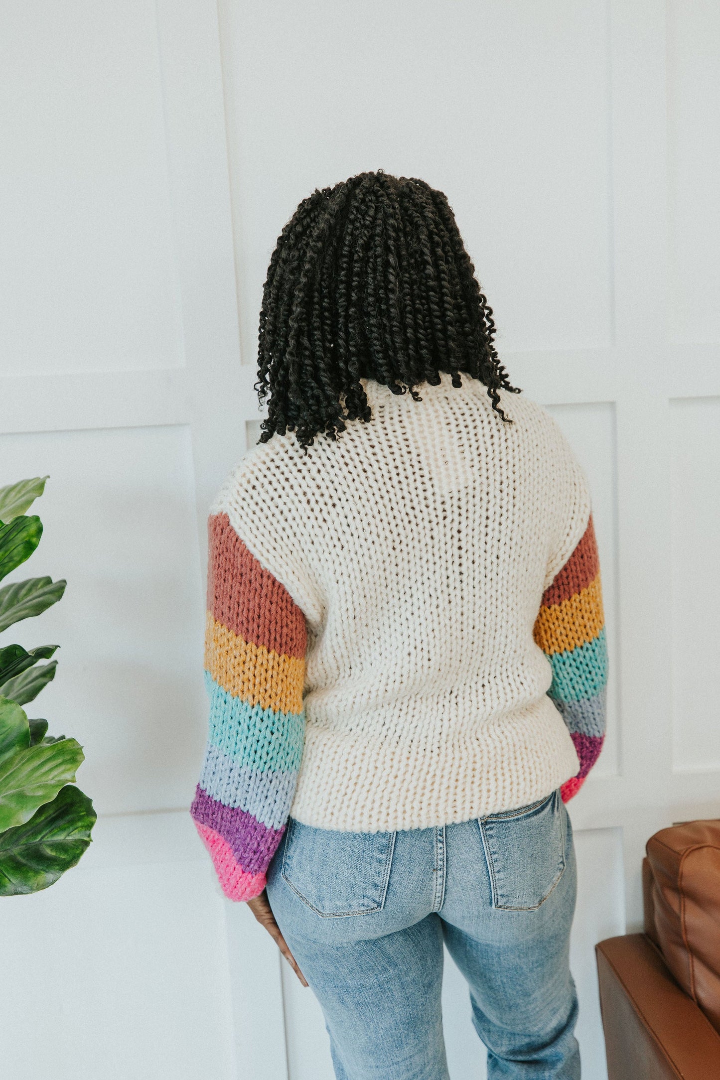 Best Day Ever Striped Sleeve Sweater