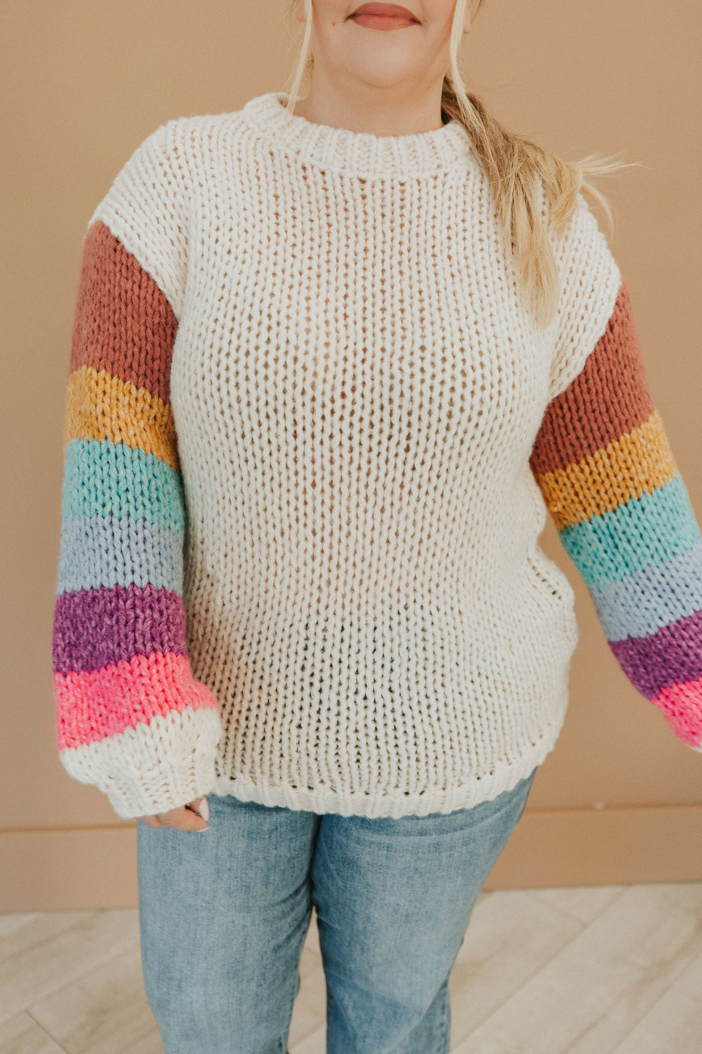 Best Day Ever Striped Sleeve Sweater