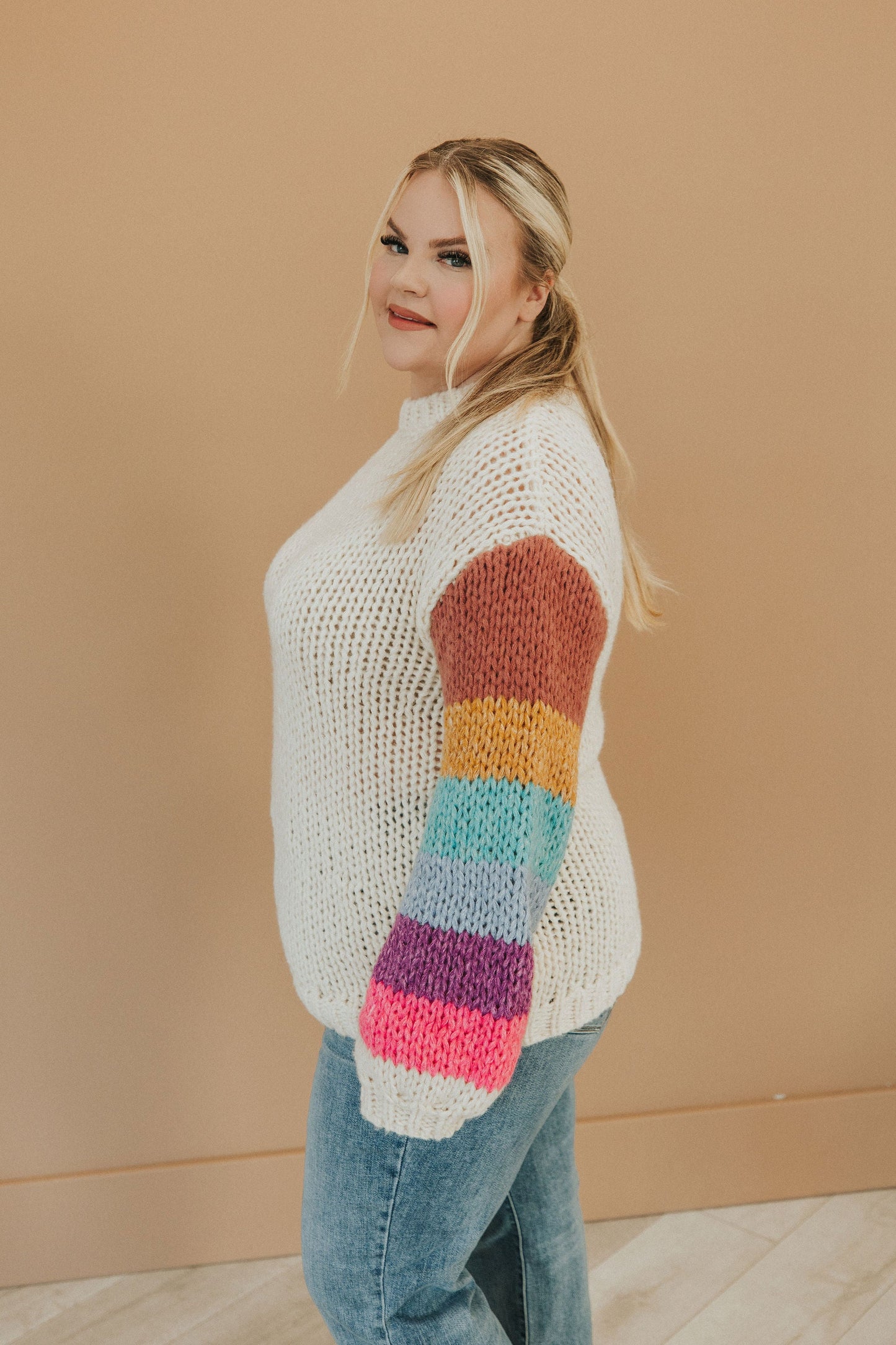 Best Day Ever Striped Sleeve Sweater
