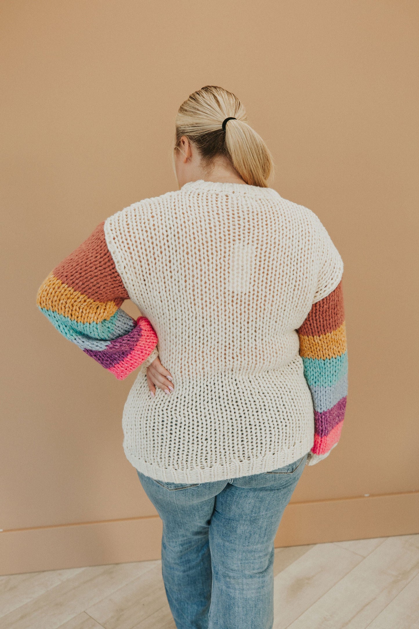 Best Day Ever Striped Sleeve Sweater