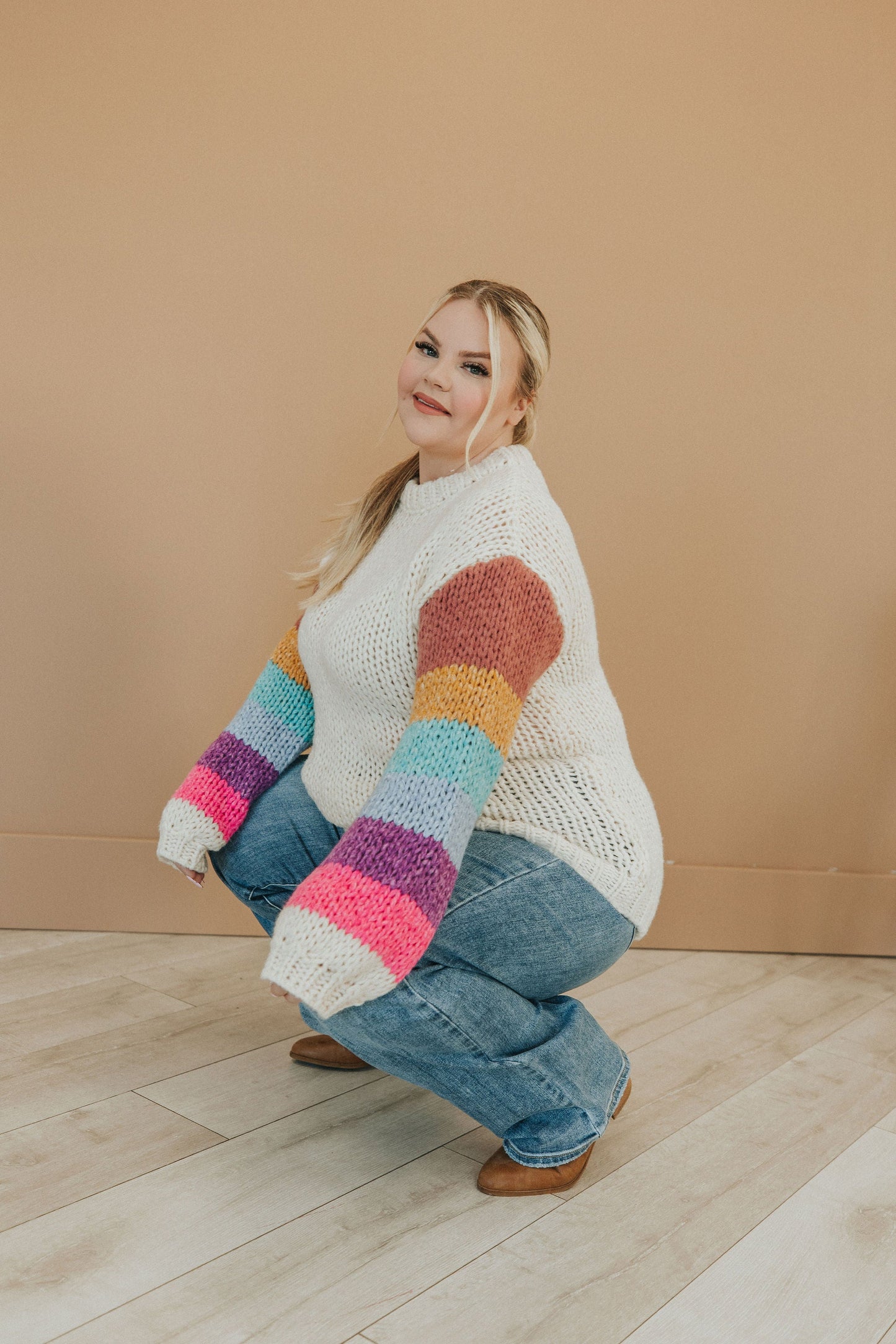 Best Day Ever Striped Sleeve Sweater