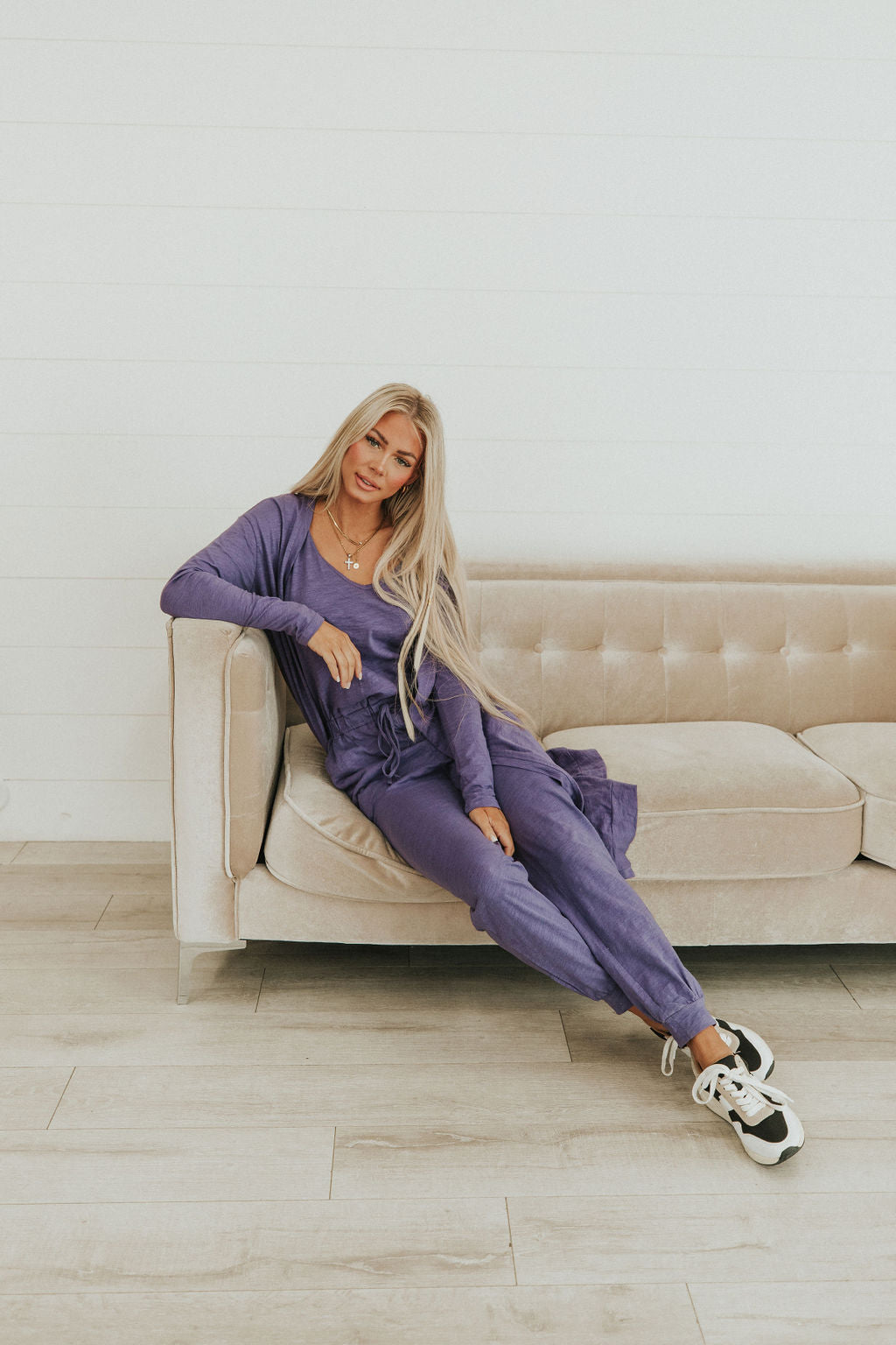 Let's Go Textured Jumpsuit And Cardigan Set