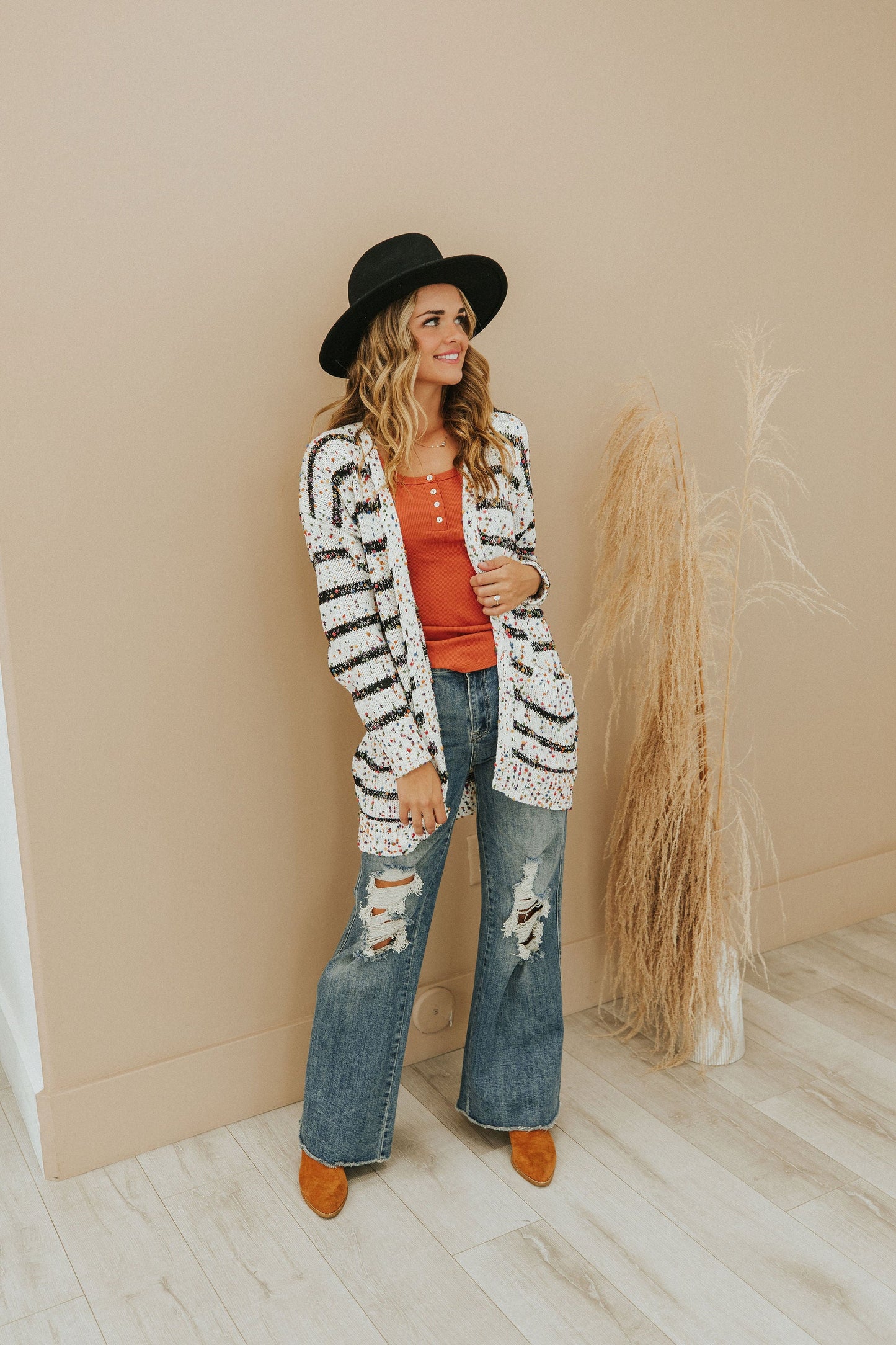 Striped Miley Dot Cardigan - White