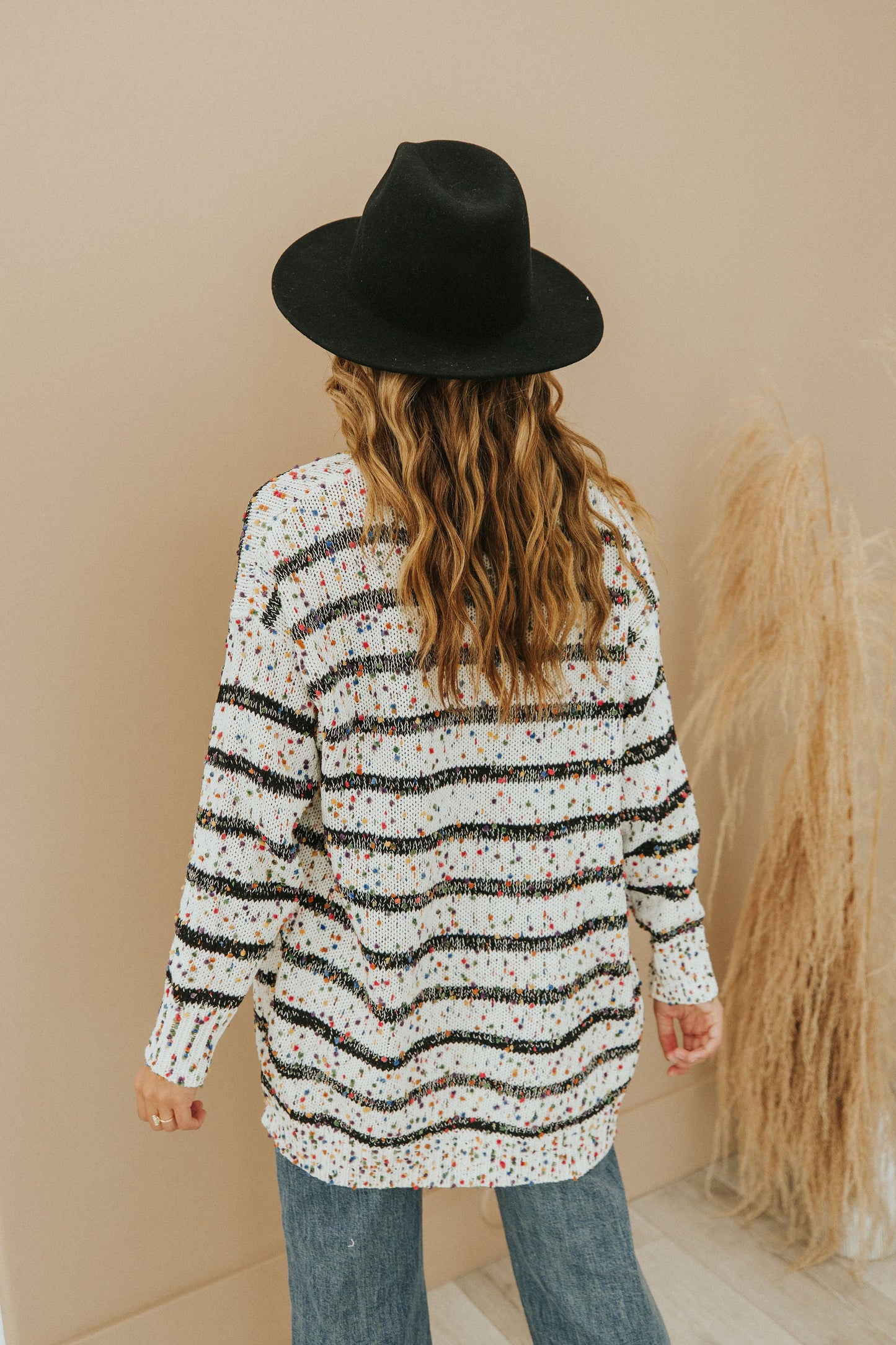 Striped Miley Dot Cardigan - White