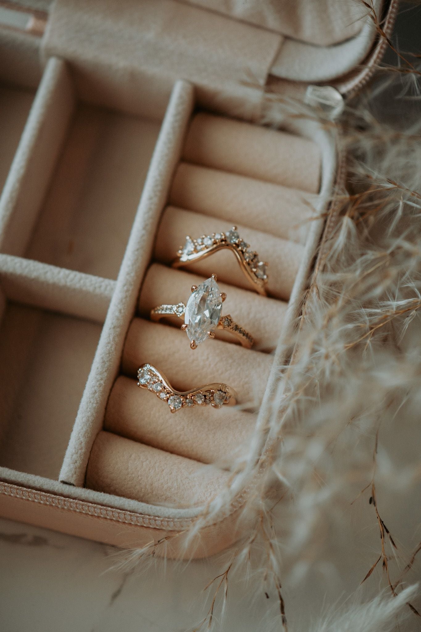 Janece 3PC Champagne Gold Ring Set