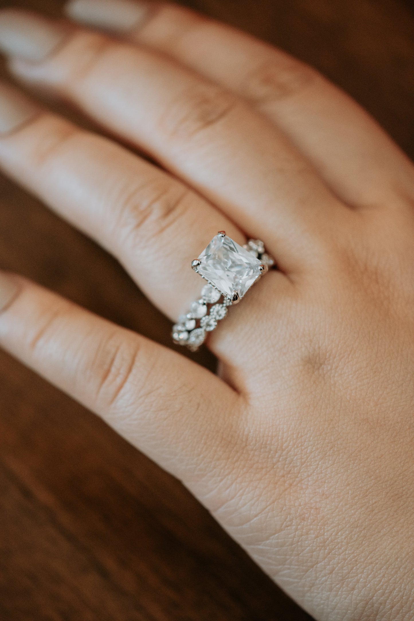Blake Emerald Cut Sterling Silver Ring Set