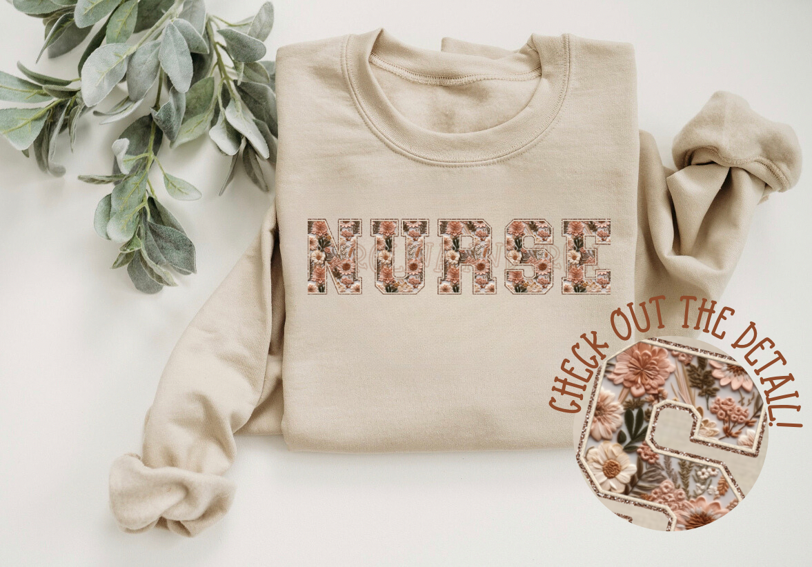 Mauve Floral Faux-Appliqué Sweatshirt - 7-10 BIZ DAY TAT
