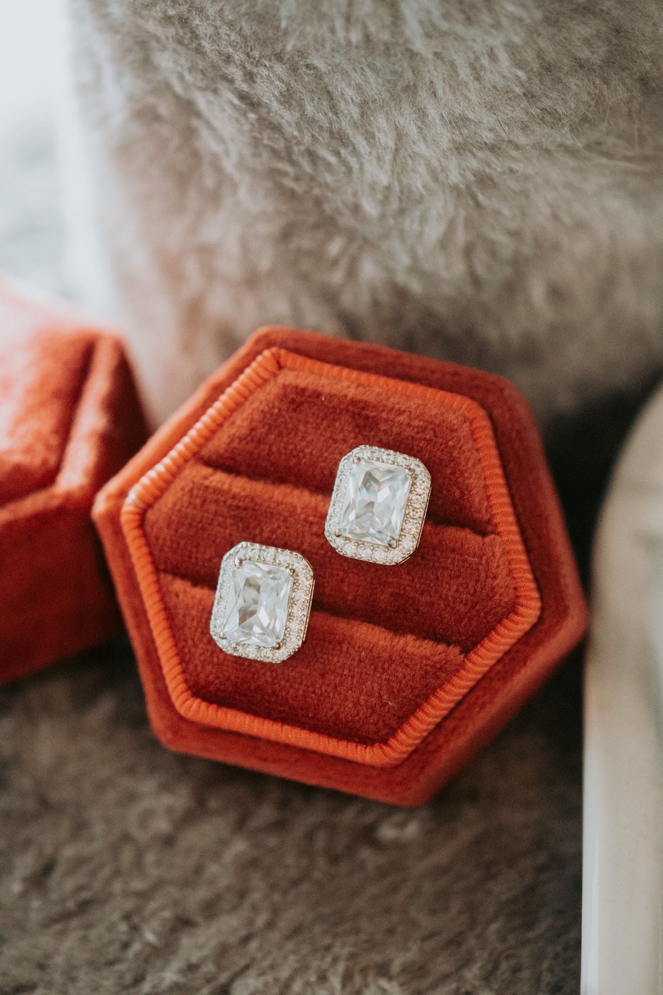 Foolish Heart Emerald Cut Cubic Zirconia Stud Earrings