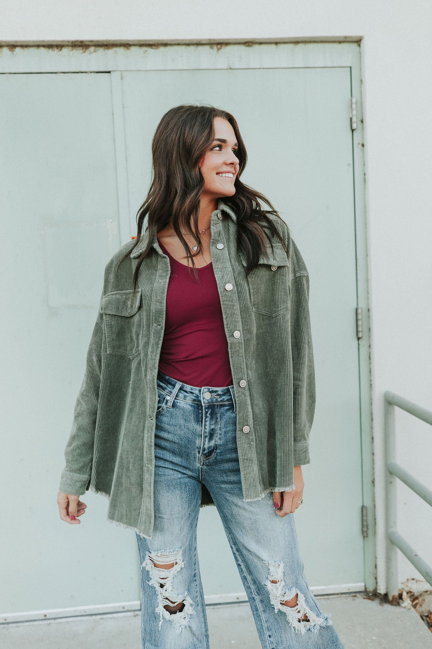 Can't Miss It Corduroy Shacket