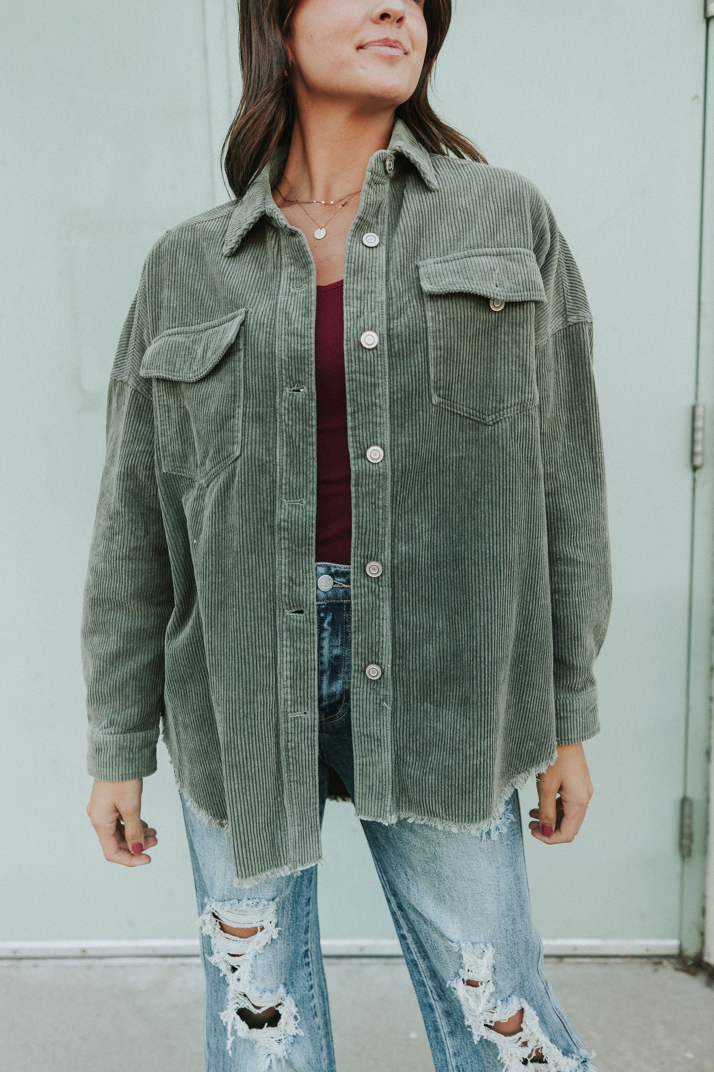 Can't Miss It Corduroy Shacket