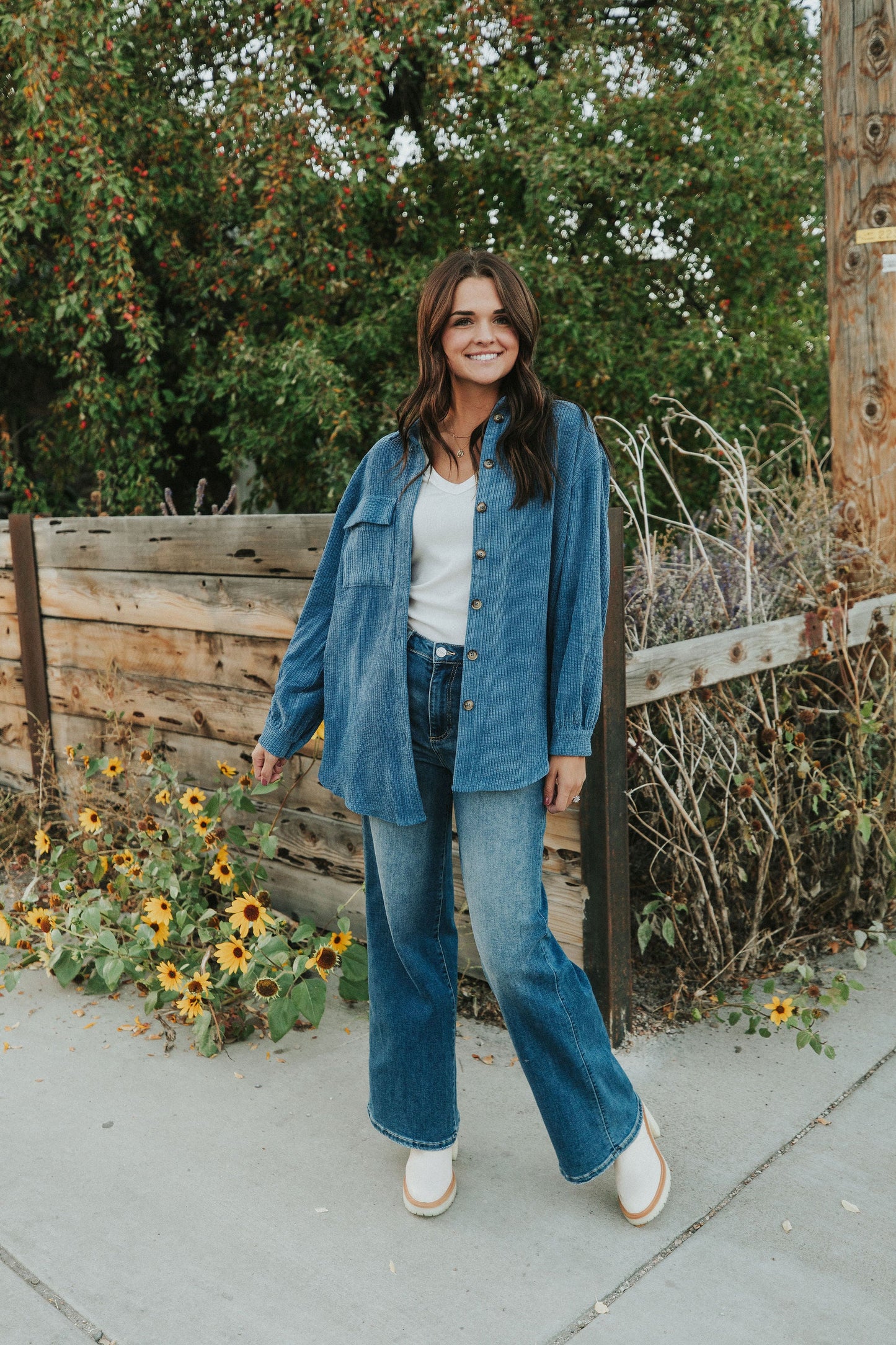 Can't Miss It Corduroy Shacket - Blue