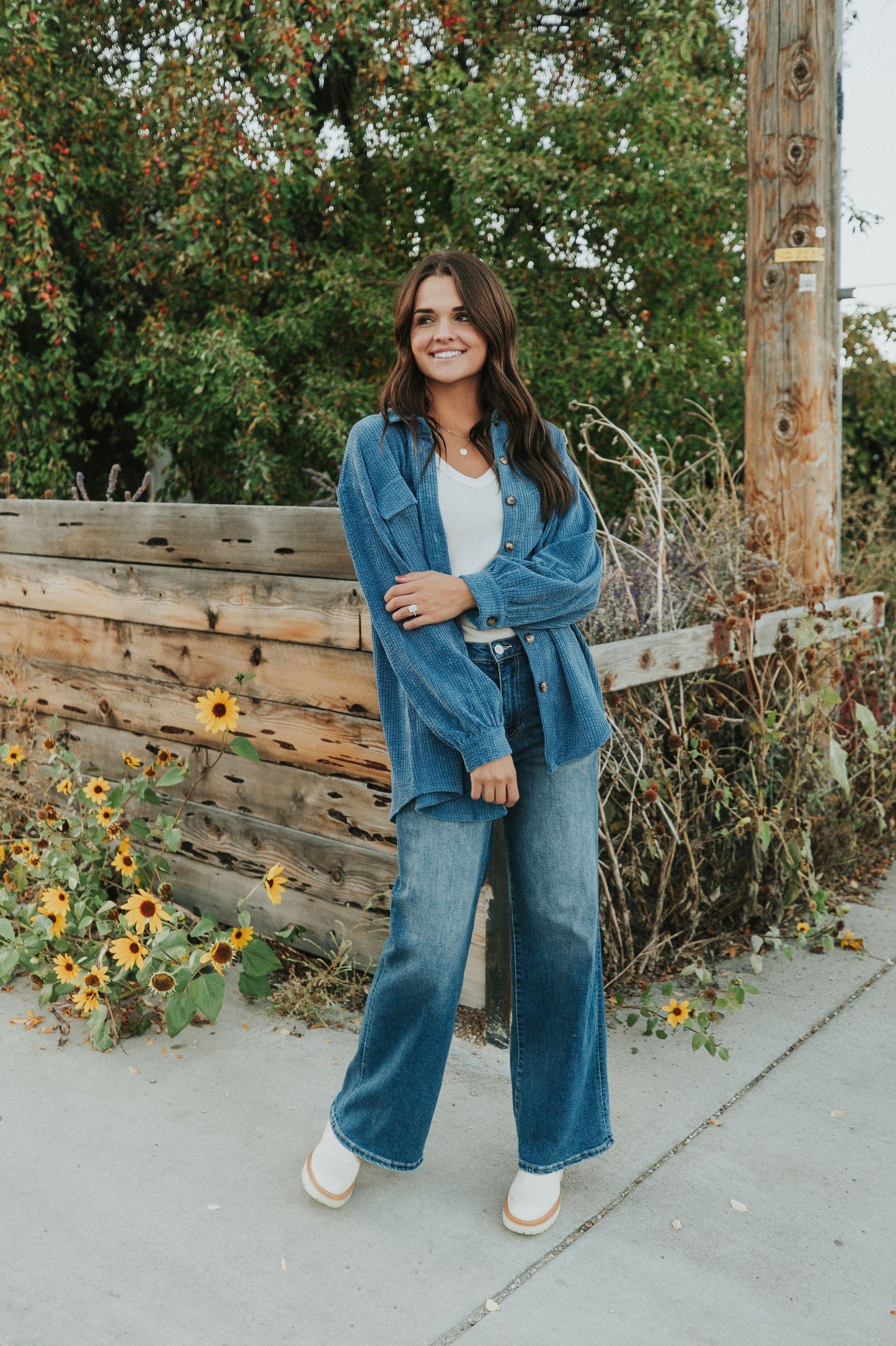 Can't Miss It Corduroy Shacket - Blue