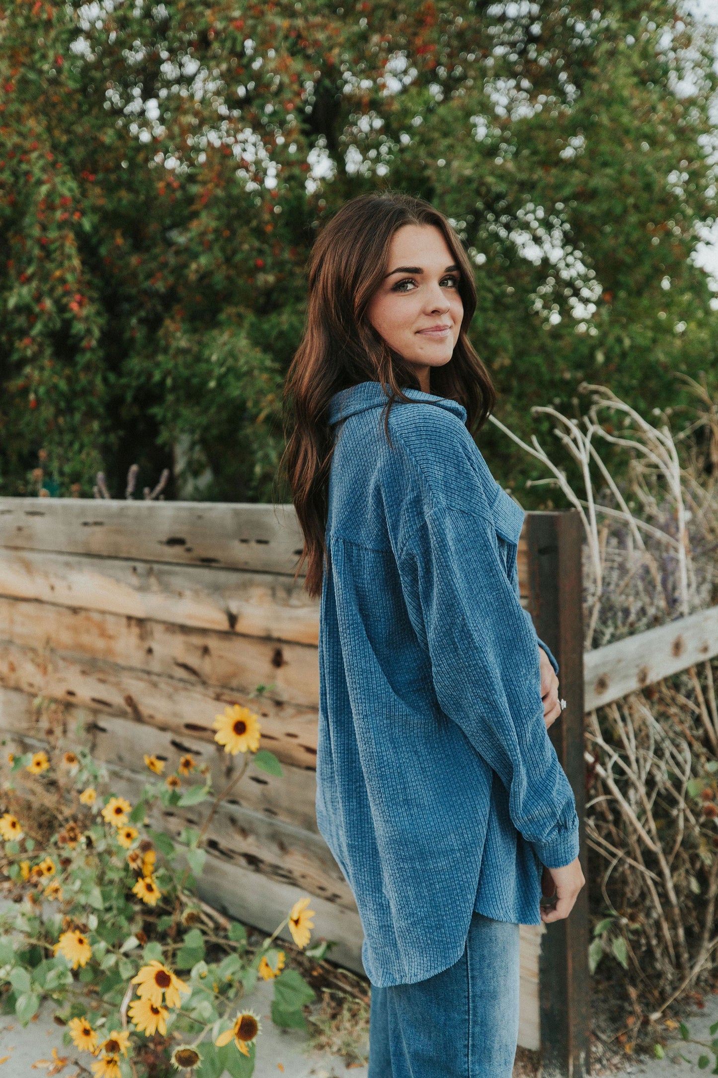 Can't Miss It Corduroy Shacket - Blue
