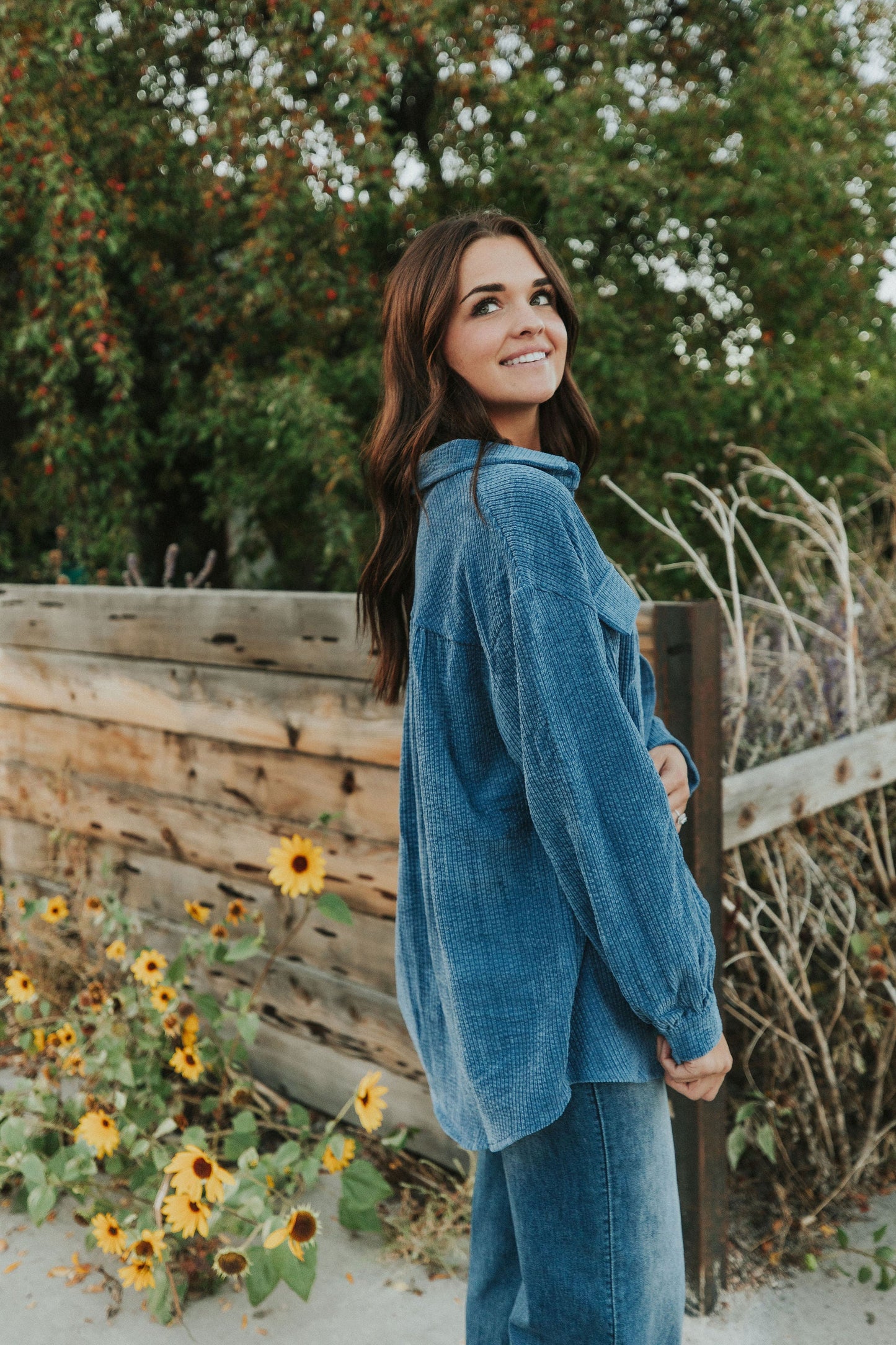 Can't Miss It Corduroy Shacket - Blue