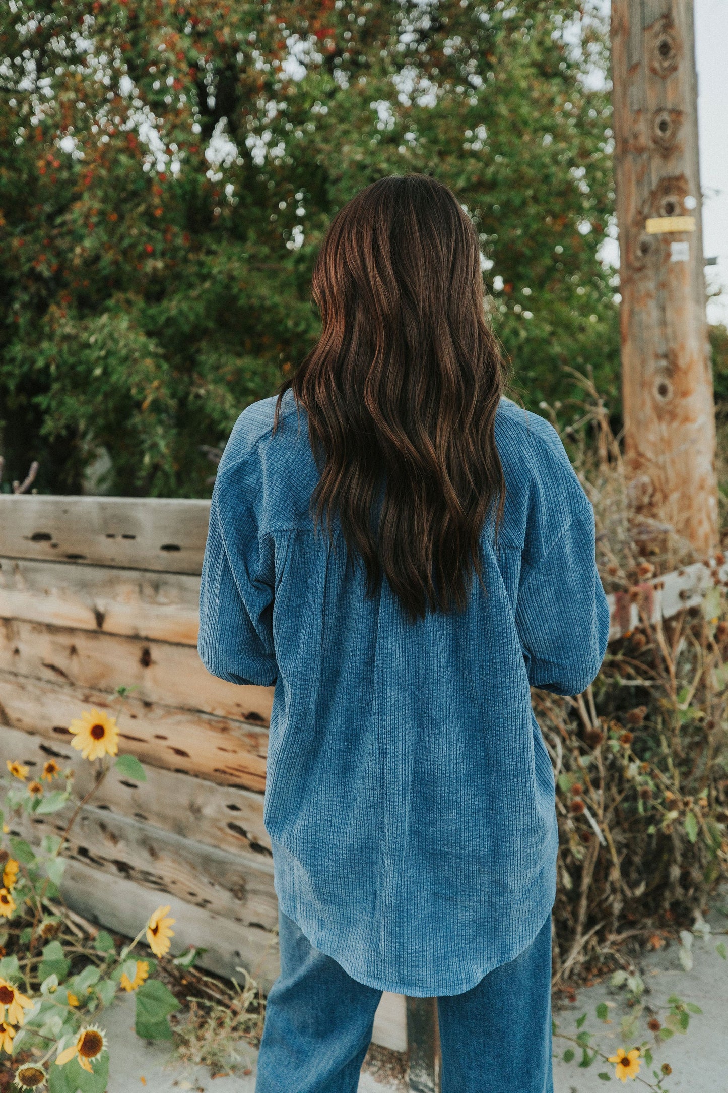 Can't Miss It Corduroy Shacket - Blue