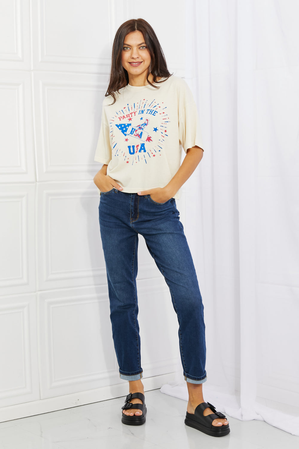 mineB Party In The USA Graphic Crop Top