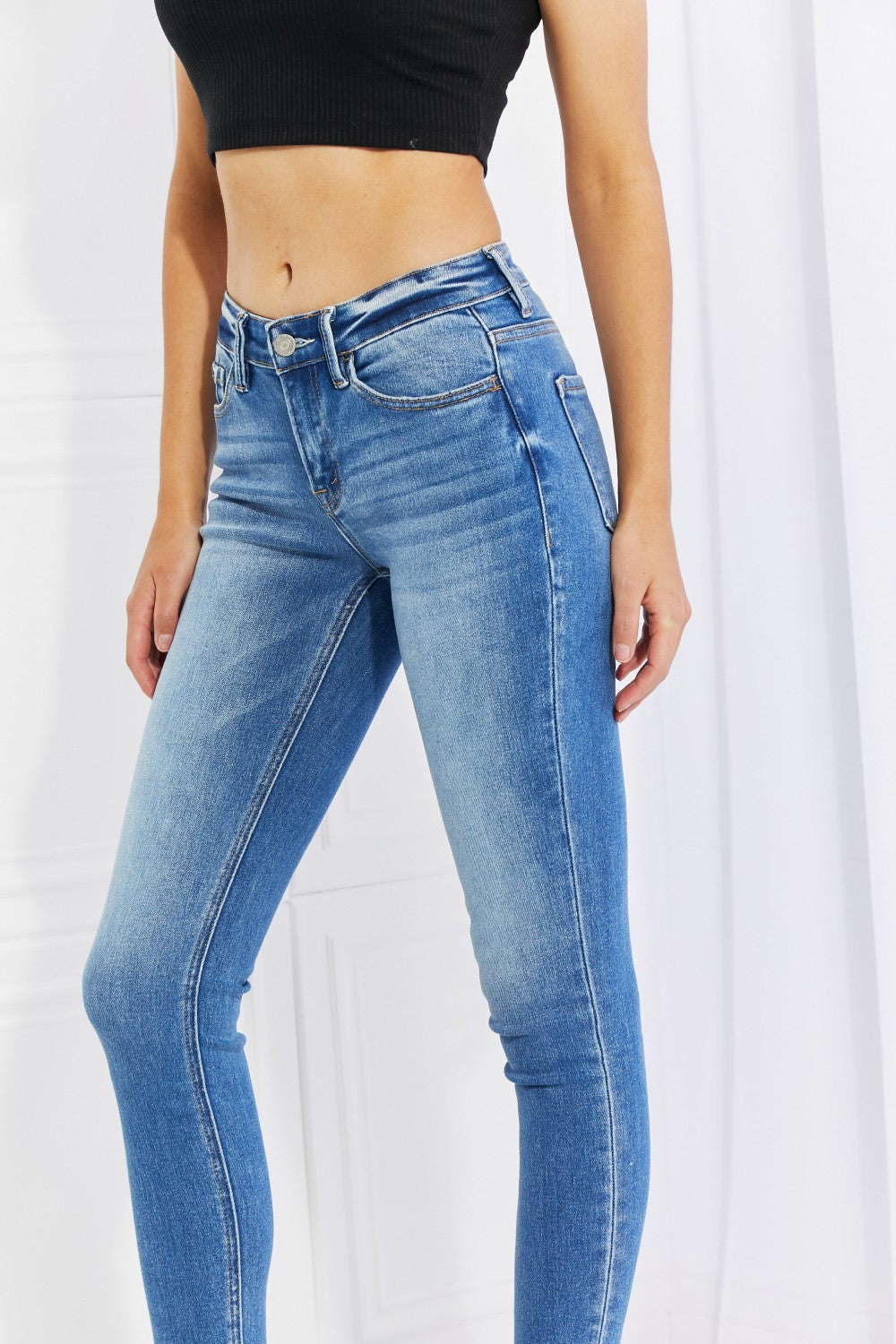 VERVET Never Too Late Full Size Raw Hem Cropped Jeans