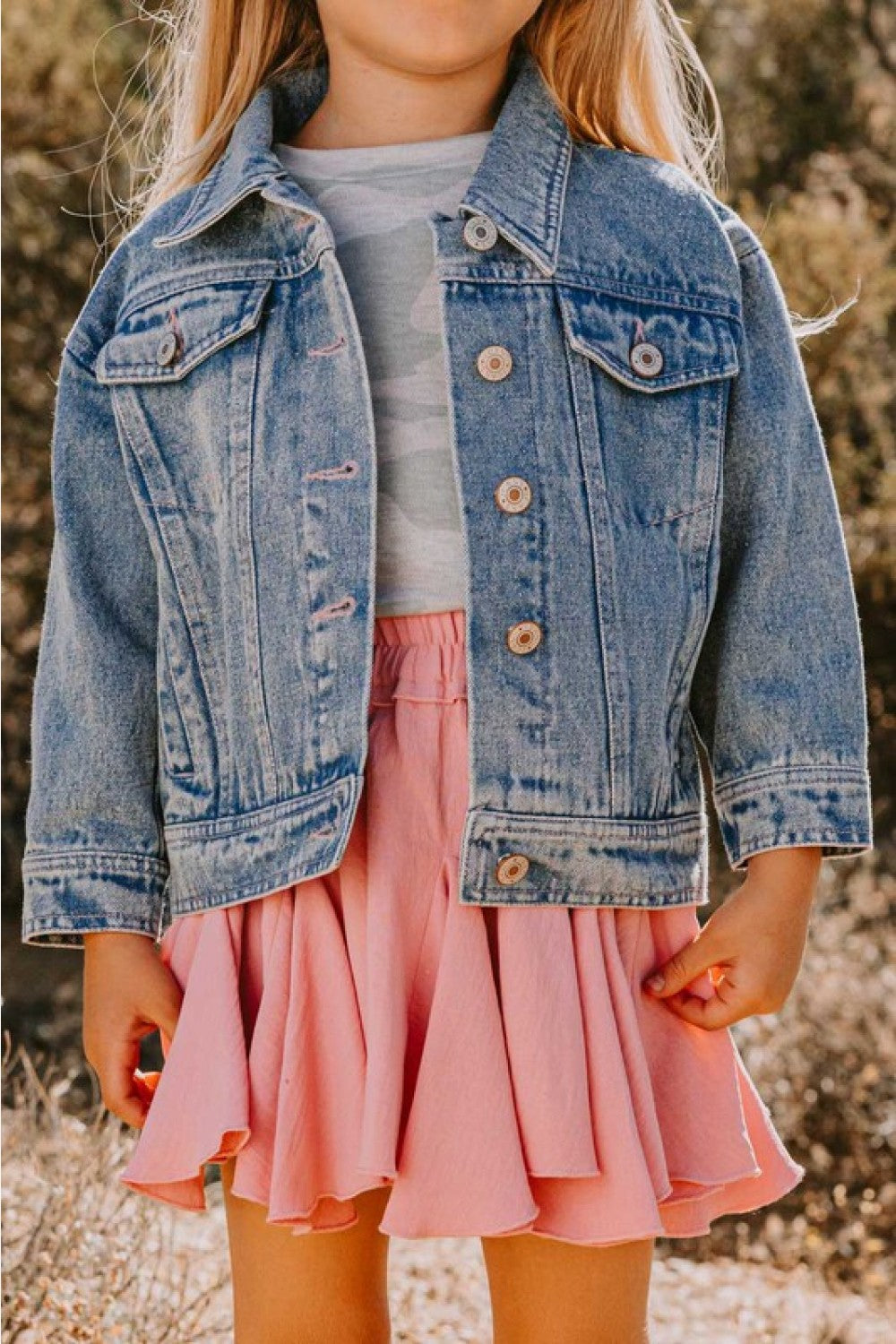 ODDI Girls Contrast Heart Denim Jacket