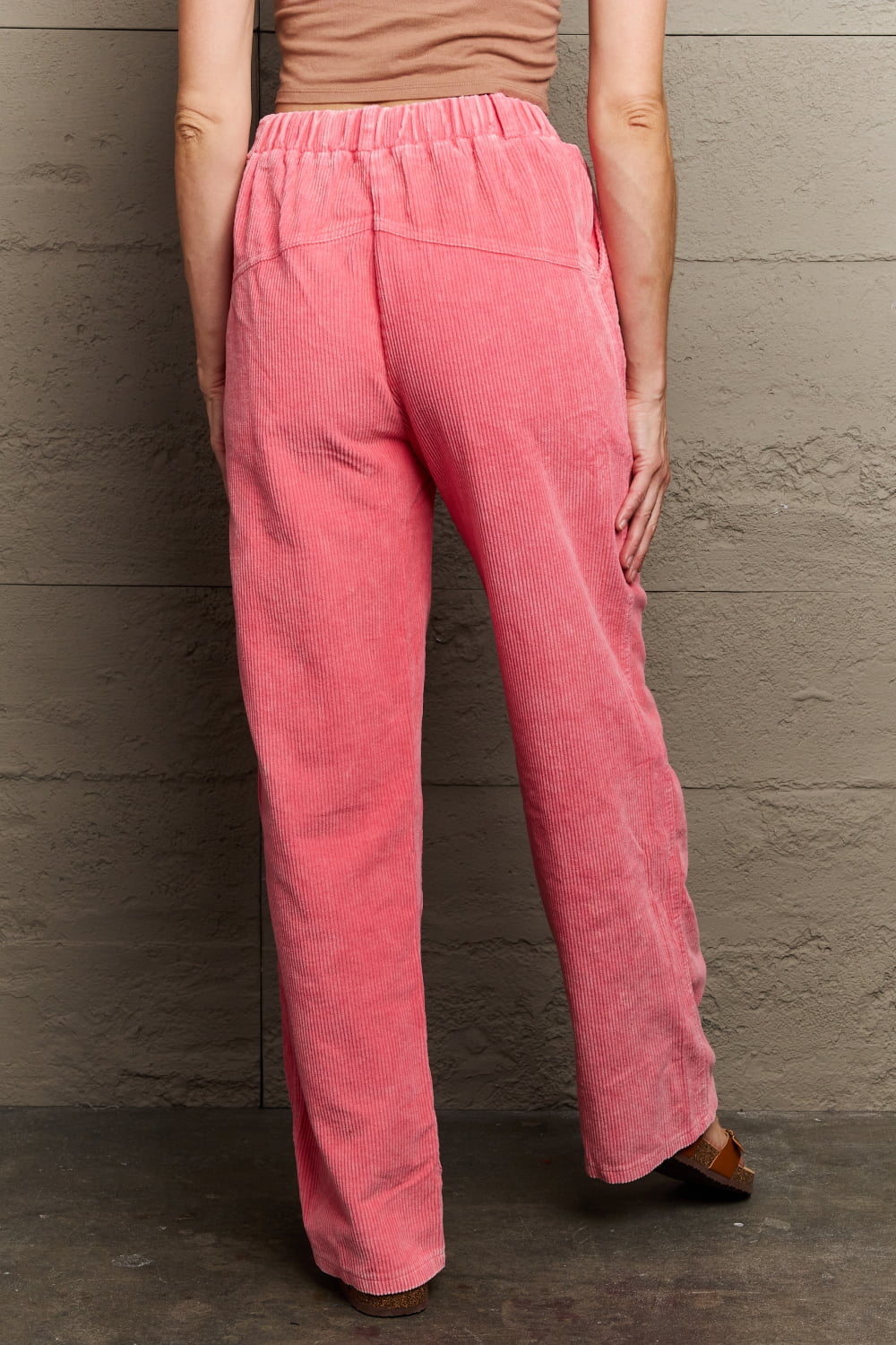 POL Leap Of Faith Corduroy Straight Fit Pants in Neon Pink