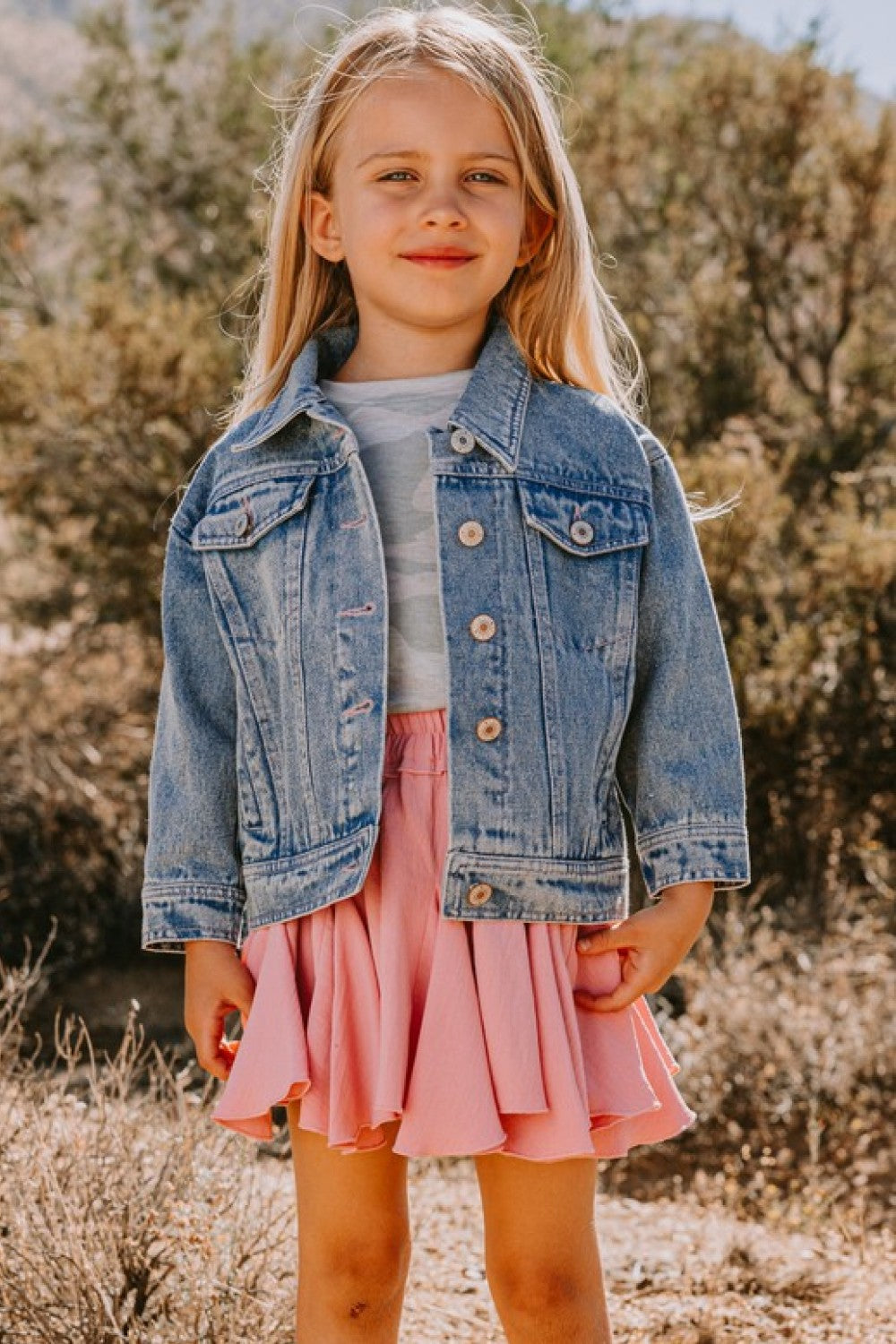 ODDI Girls Contrast Heart Denim Jacket