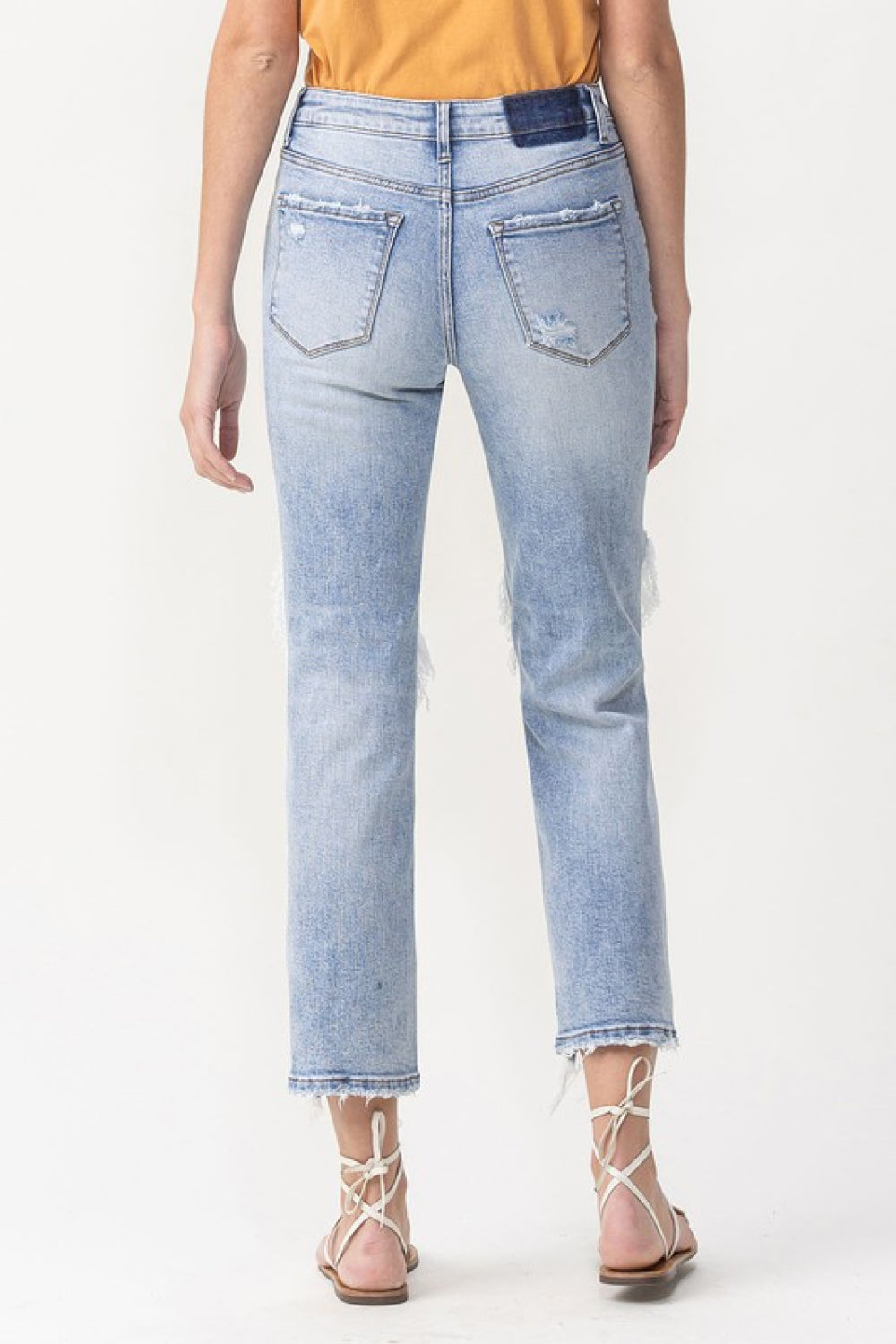 Lovervet Full Size Amari Destroyed High Rise Crop Straight Jeans