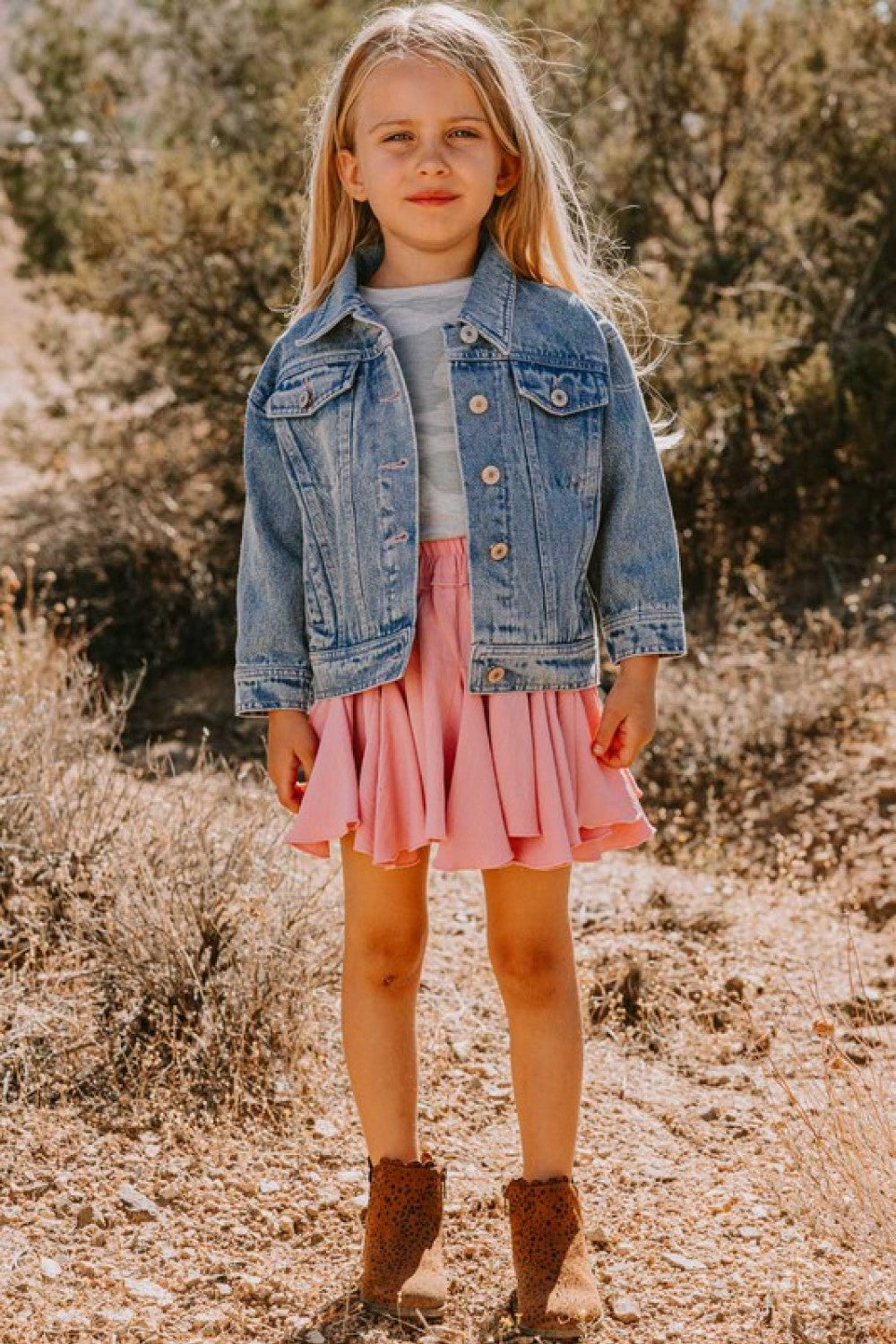 ODDI Girls Contrast Heart Denim Jacket