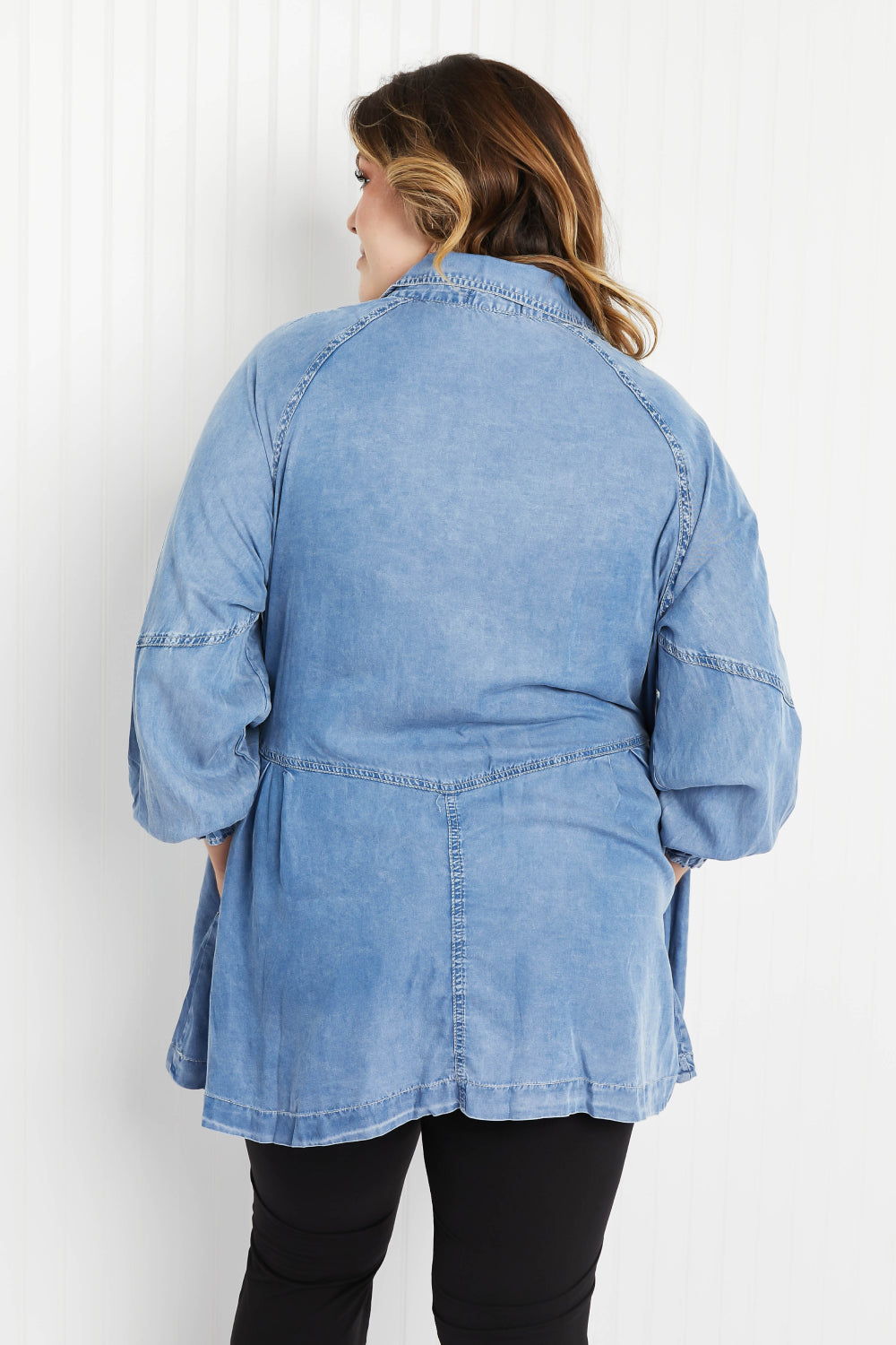 Sunflower Fields Full Size Chambray Button-Up Swing Tunic