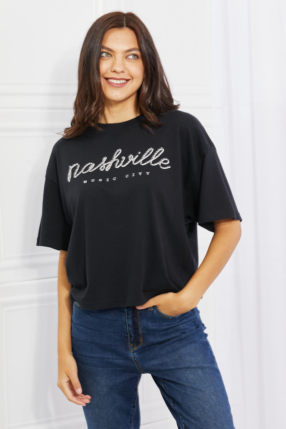 mineB Nashville Music City Graphic Crop Top