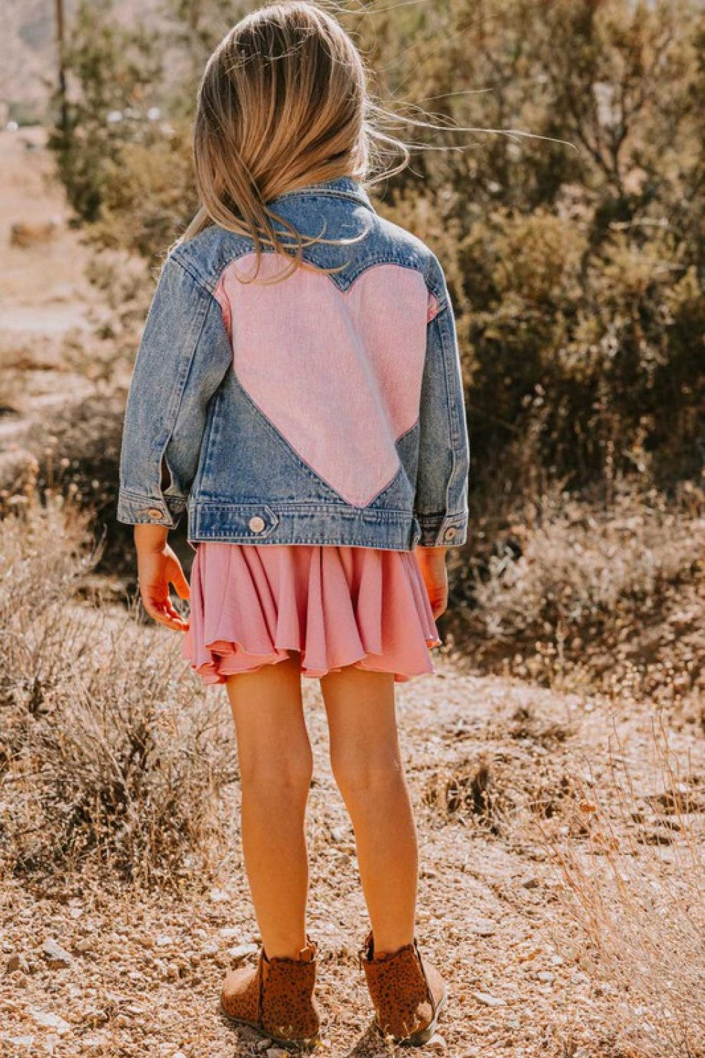 ODDI Girls Contrast Heart Denim Jacket