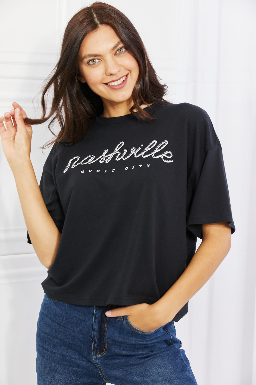 mineB Nashville Music City Graphic Crop Top