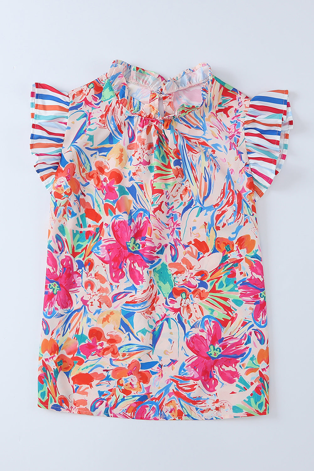 PREORDER Floral Round Neck Butterfly Sleeve Blouse