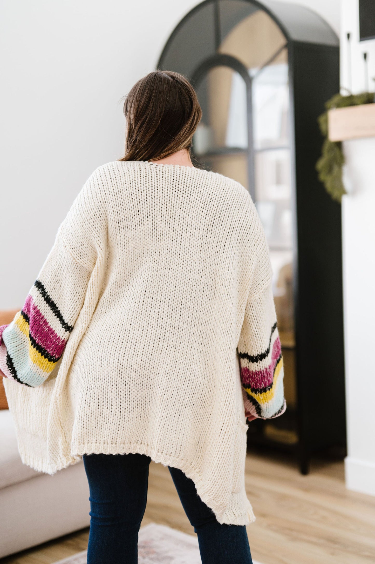 On The Level Color Block Cardigan - Ivory