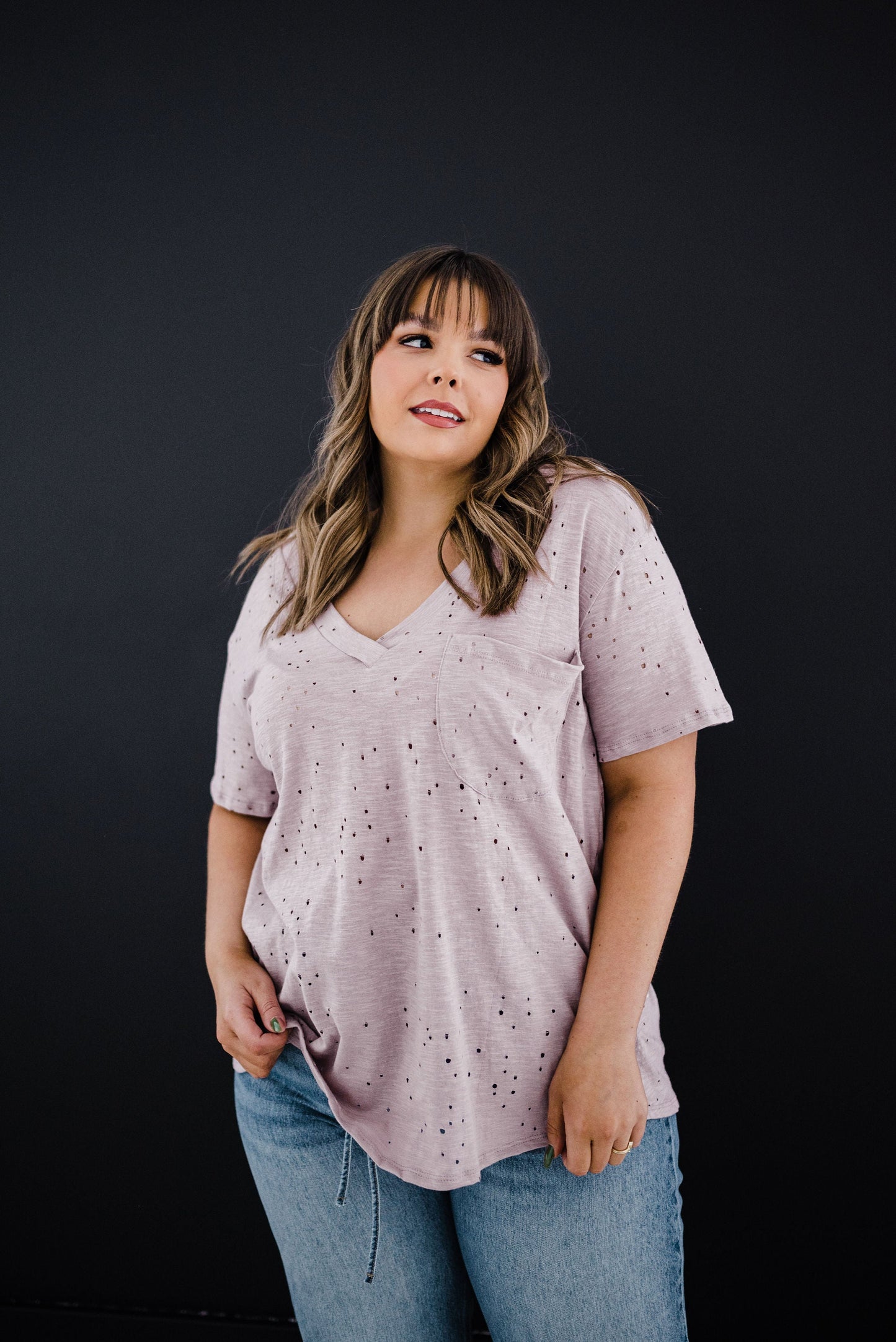 Distressed Boyfriend Tee - Mauve