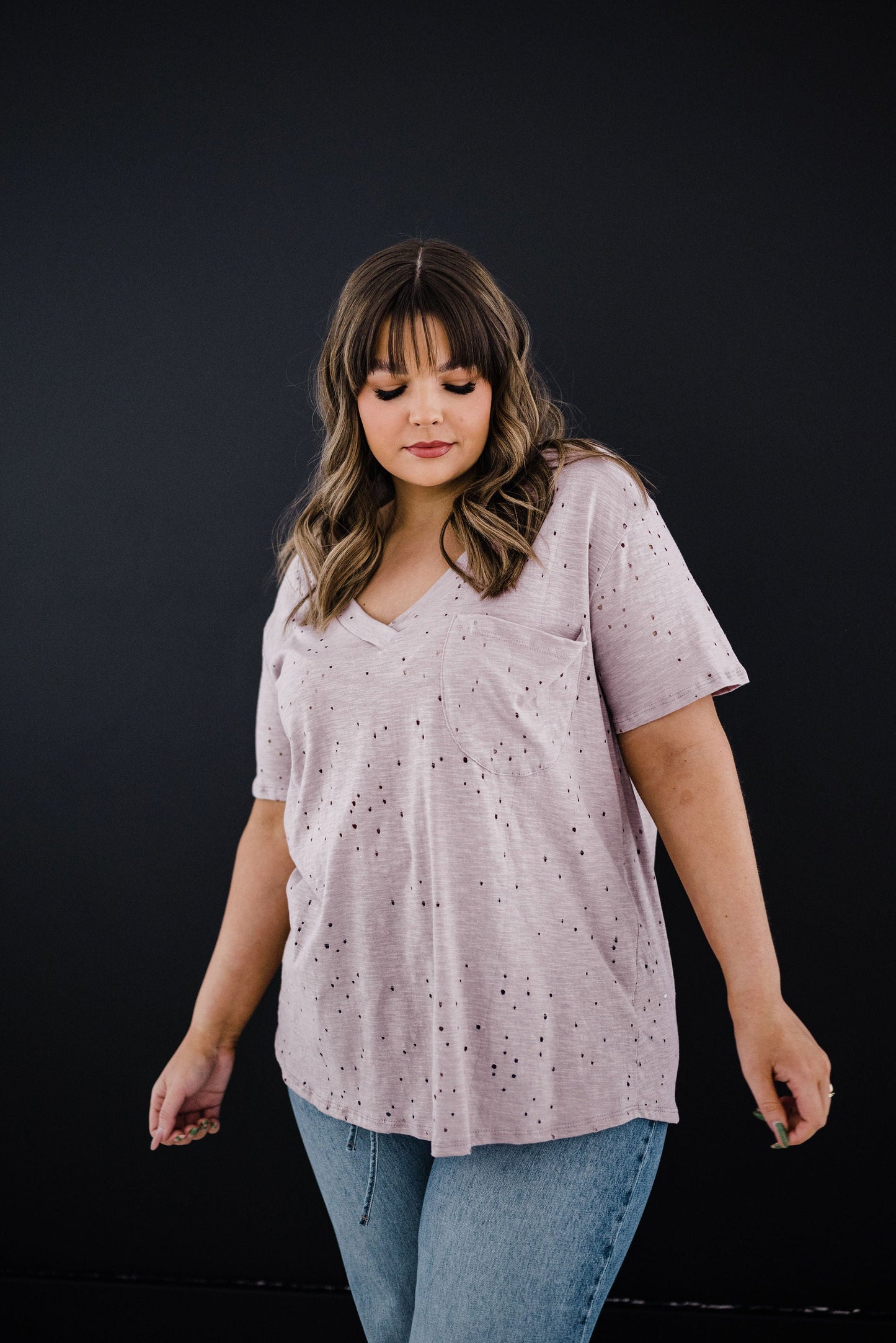 Distressed Boyfriend Tee - Mauve