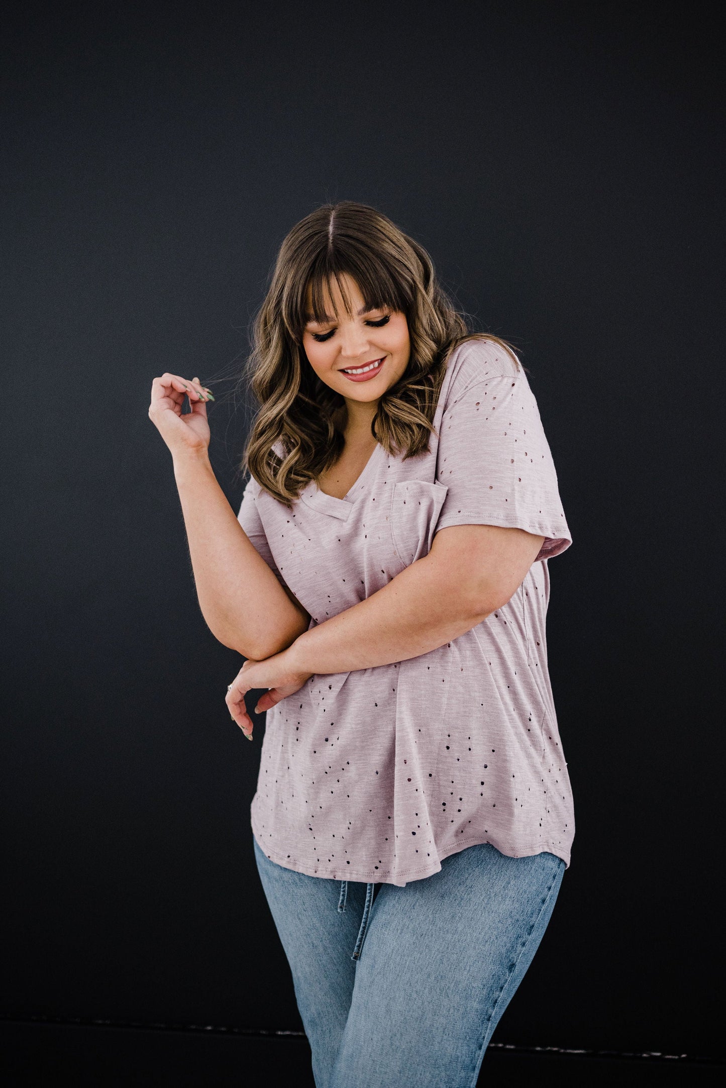 Distressed Boyfriend Tee - Mauve